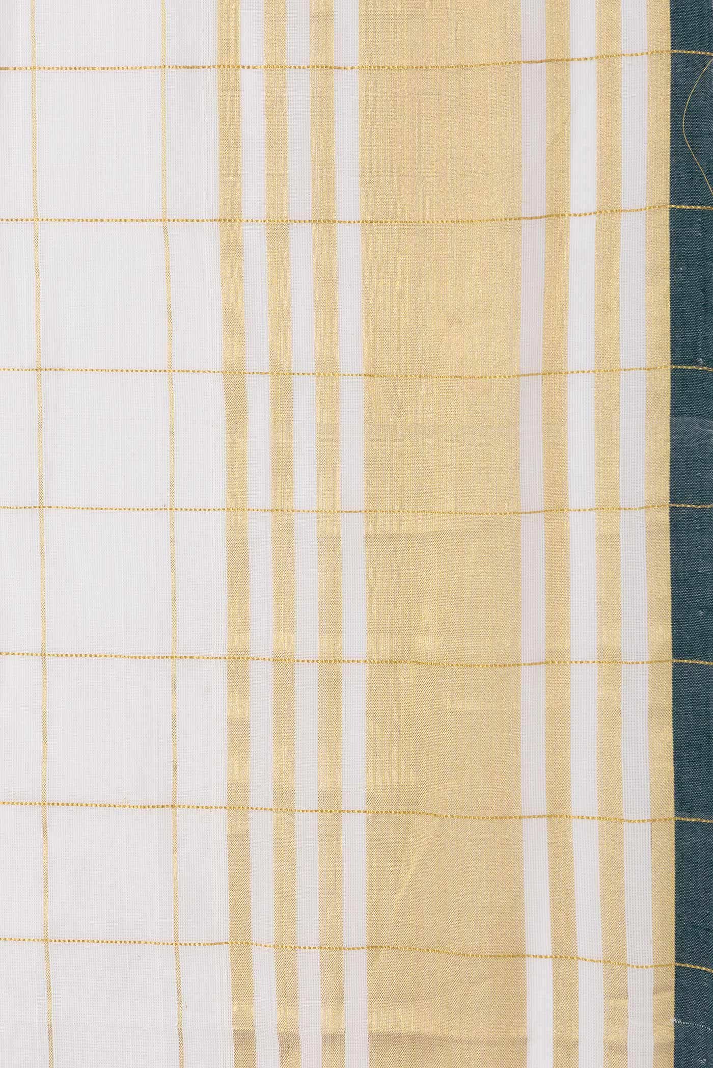 Off White Kerala Cotton Saree - Image 4