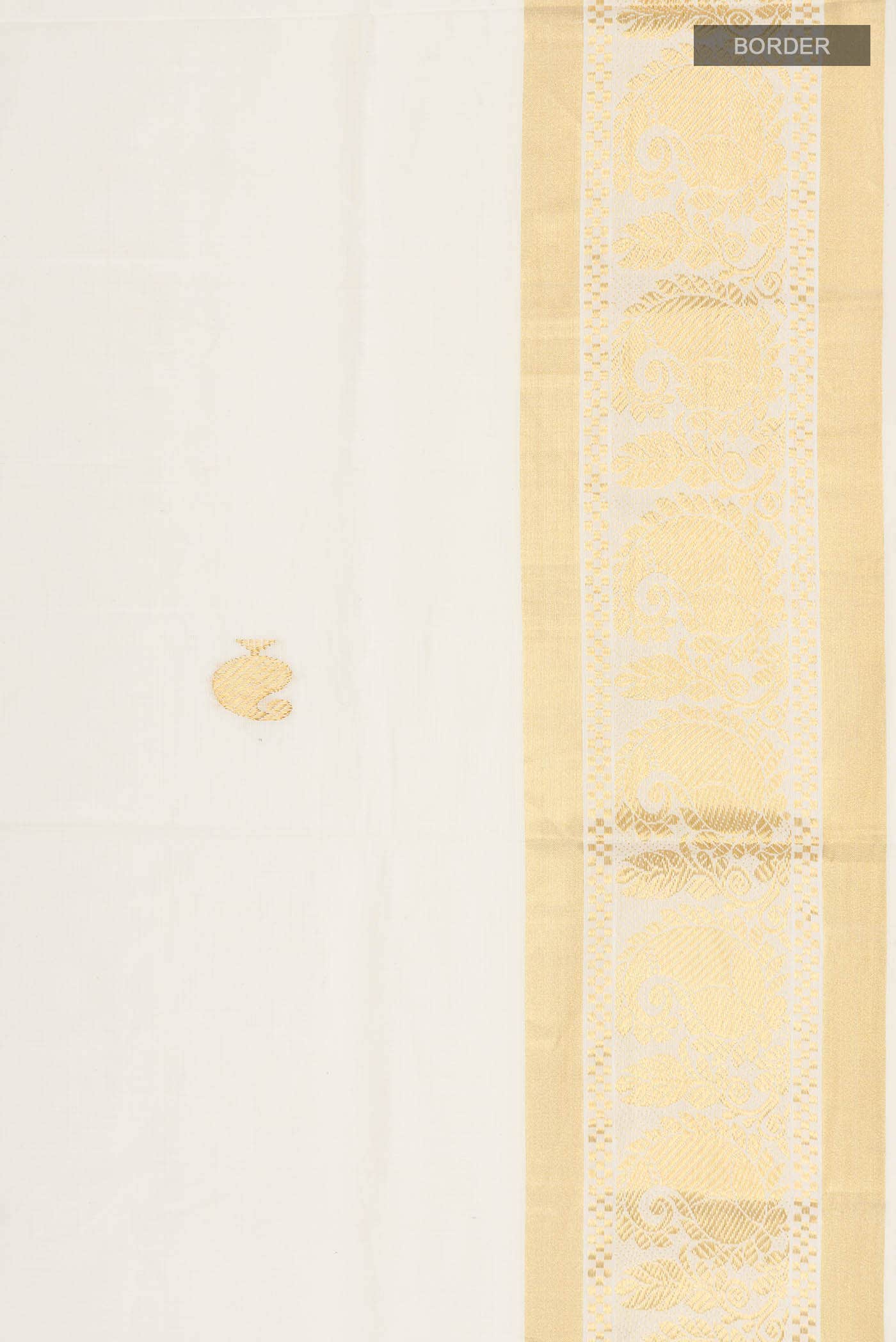 Off White Kerala Cotton Saree - Image 4