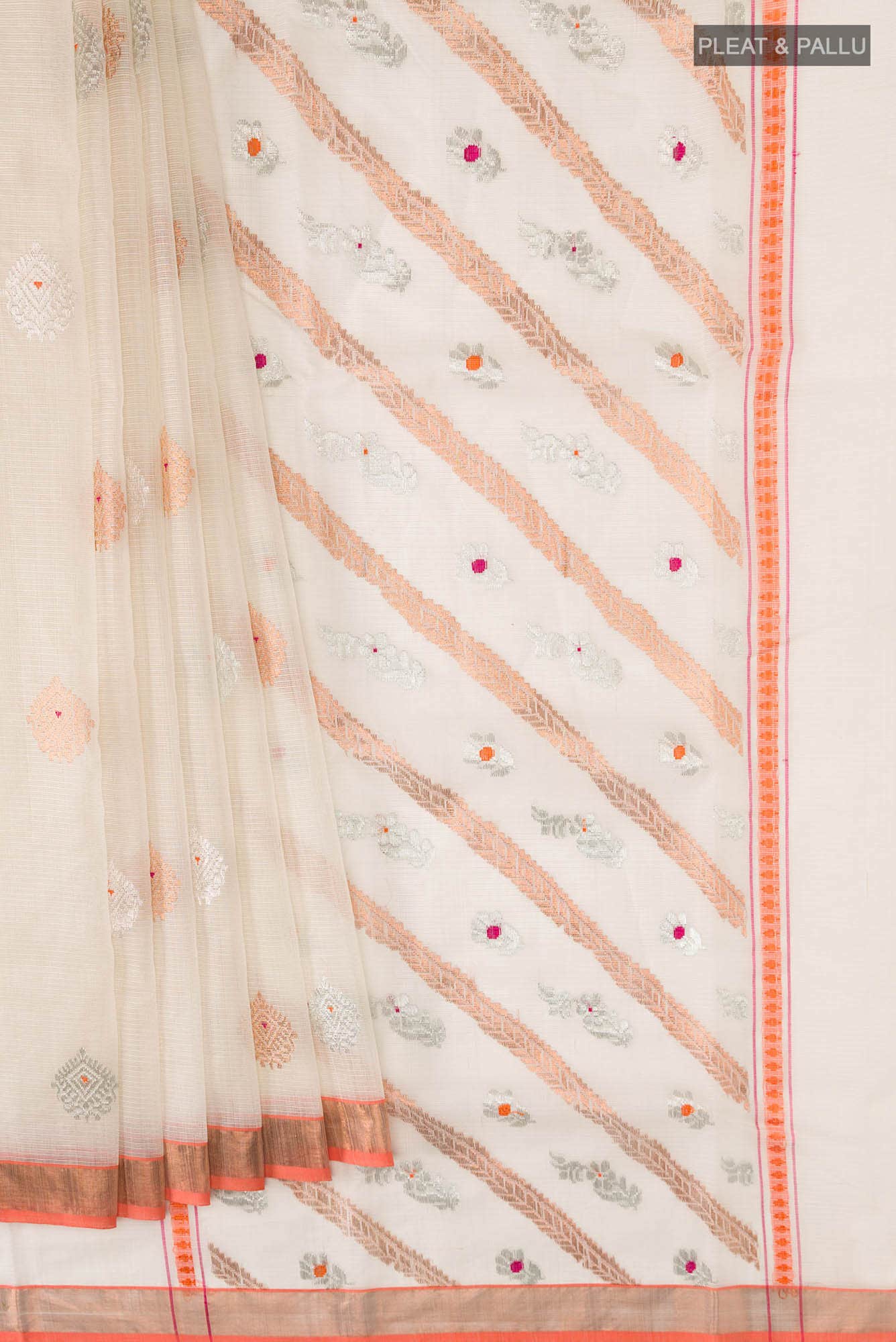 Off White Kota Silk Saree - Image 2