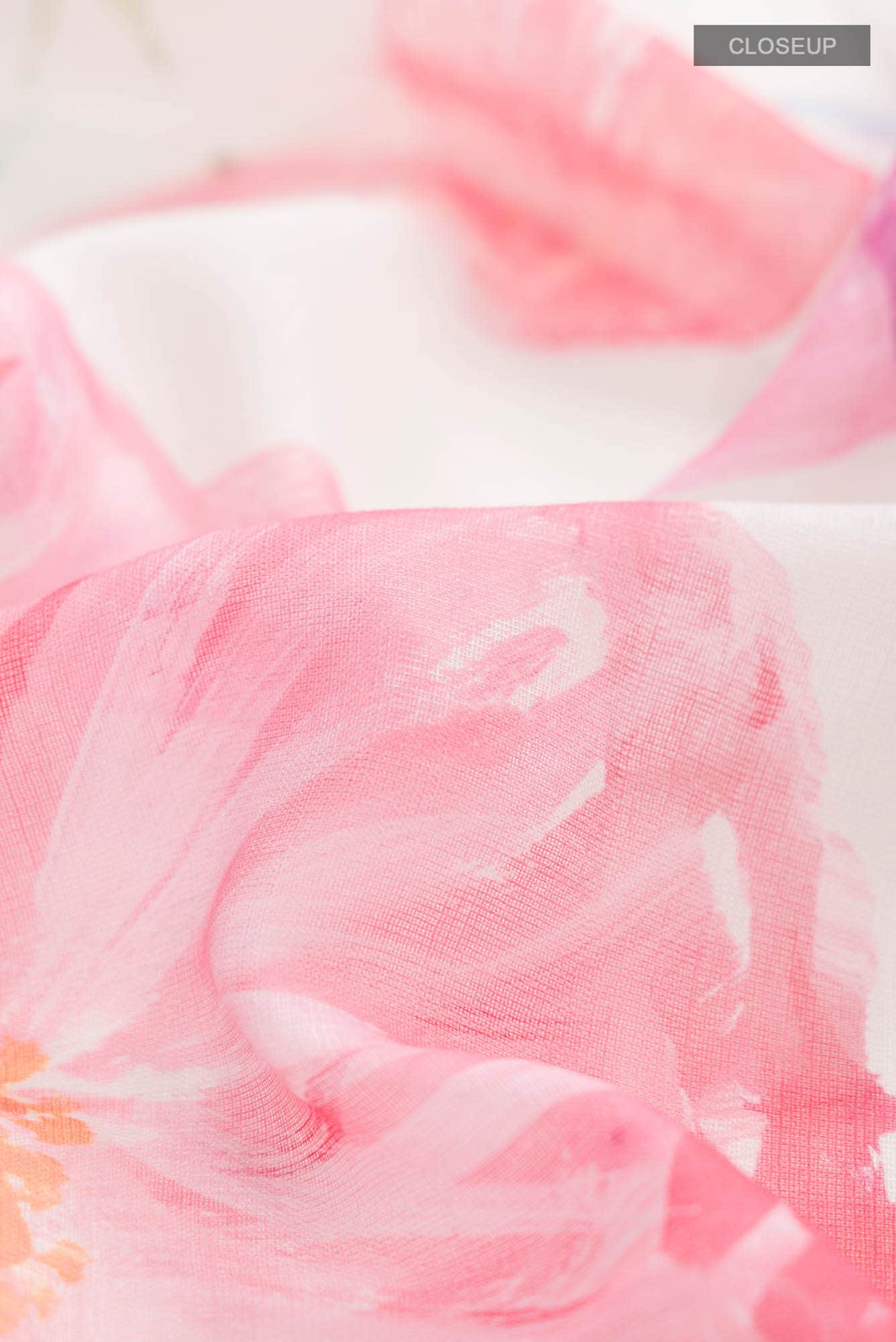 Off White Linen Cotton Saree - Image 2
