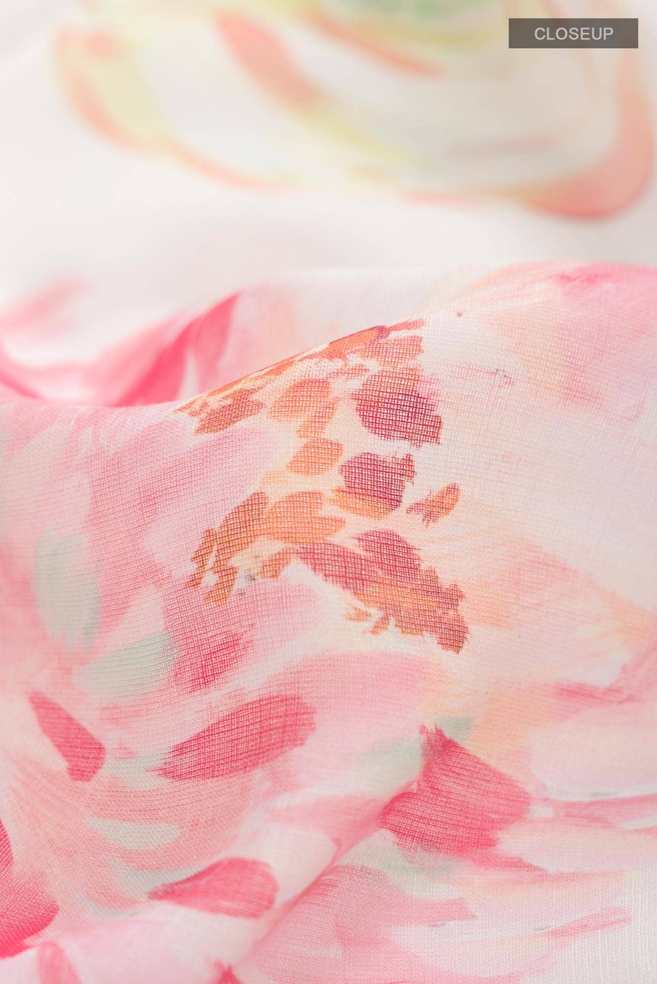Off White Linen Cotton Saree - Image 2