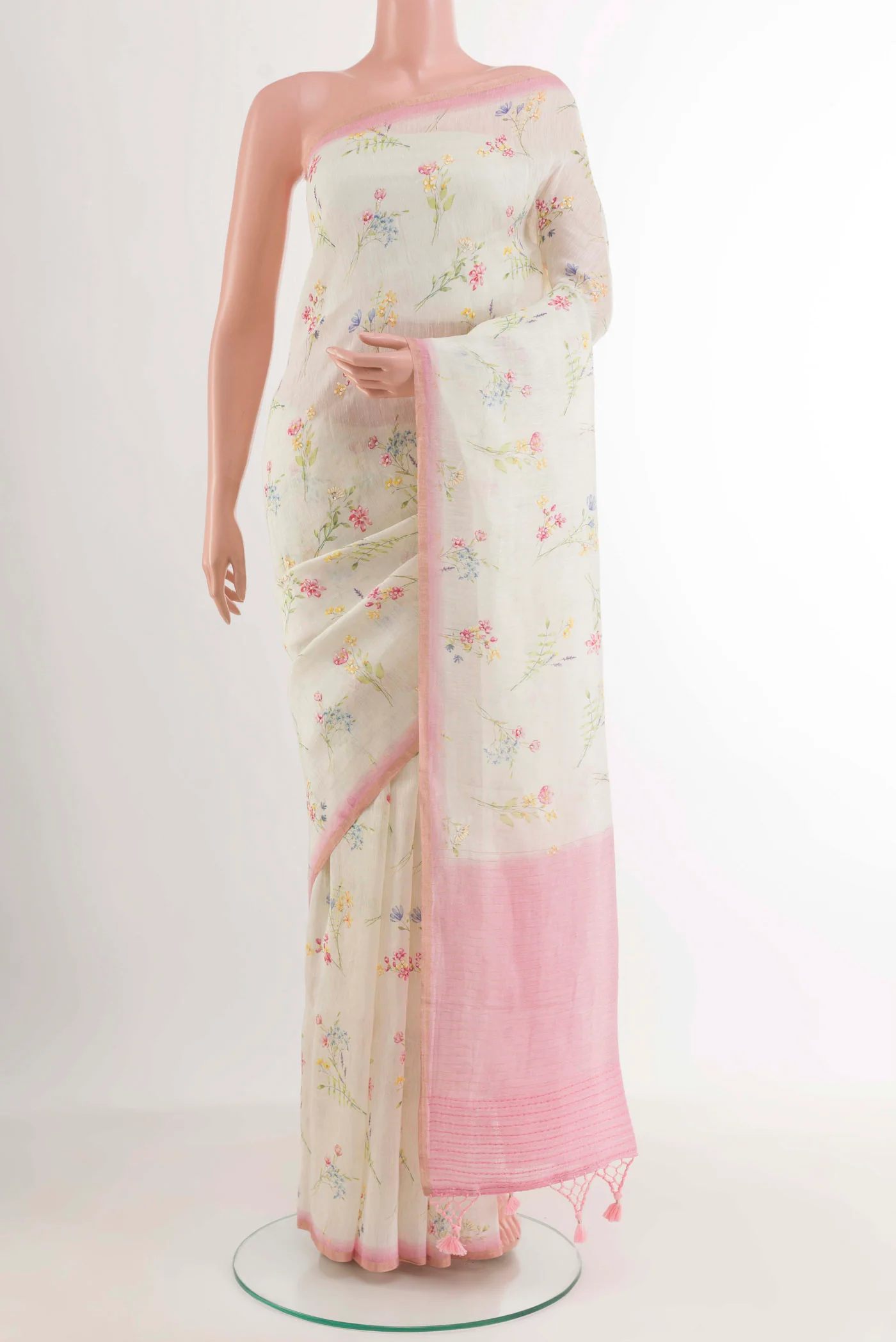Off White Linen Saree