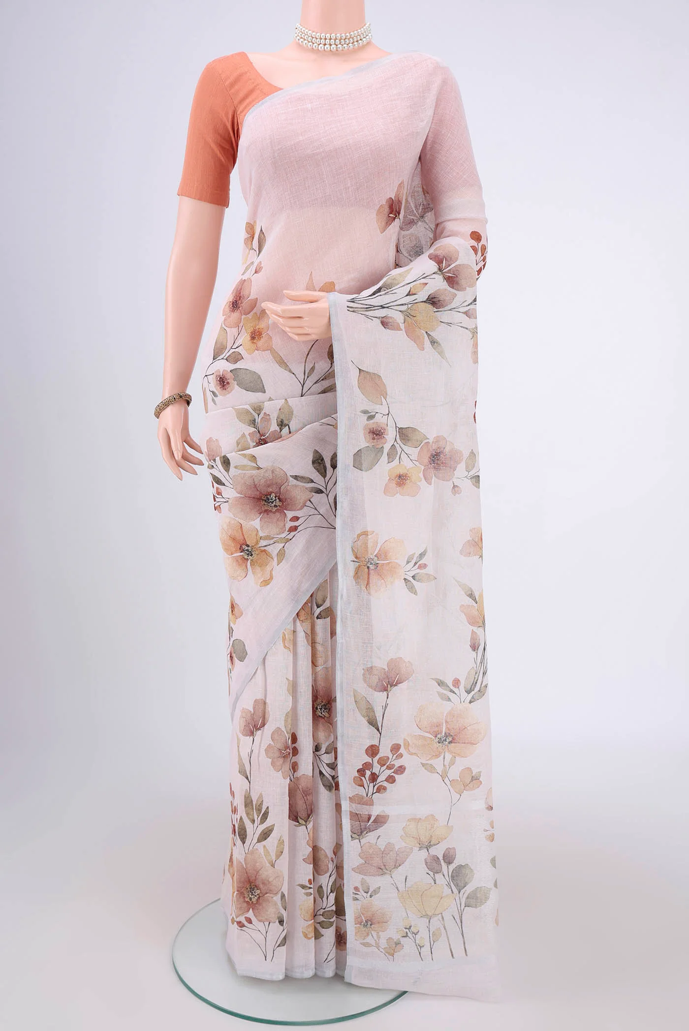 Off White Linen Saree