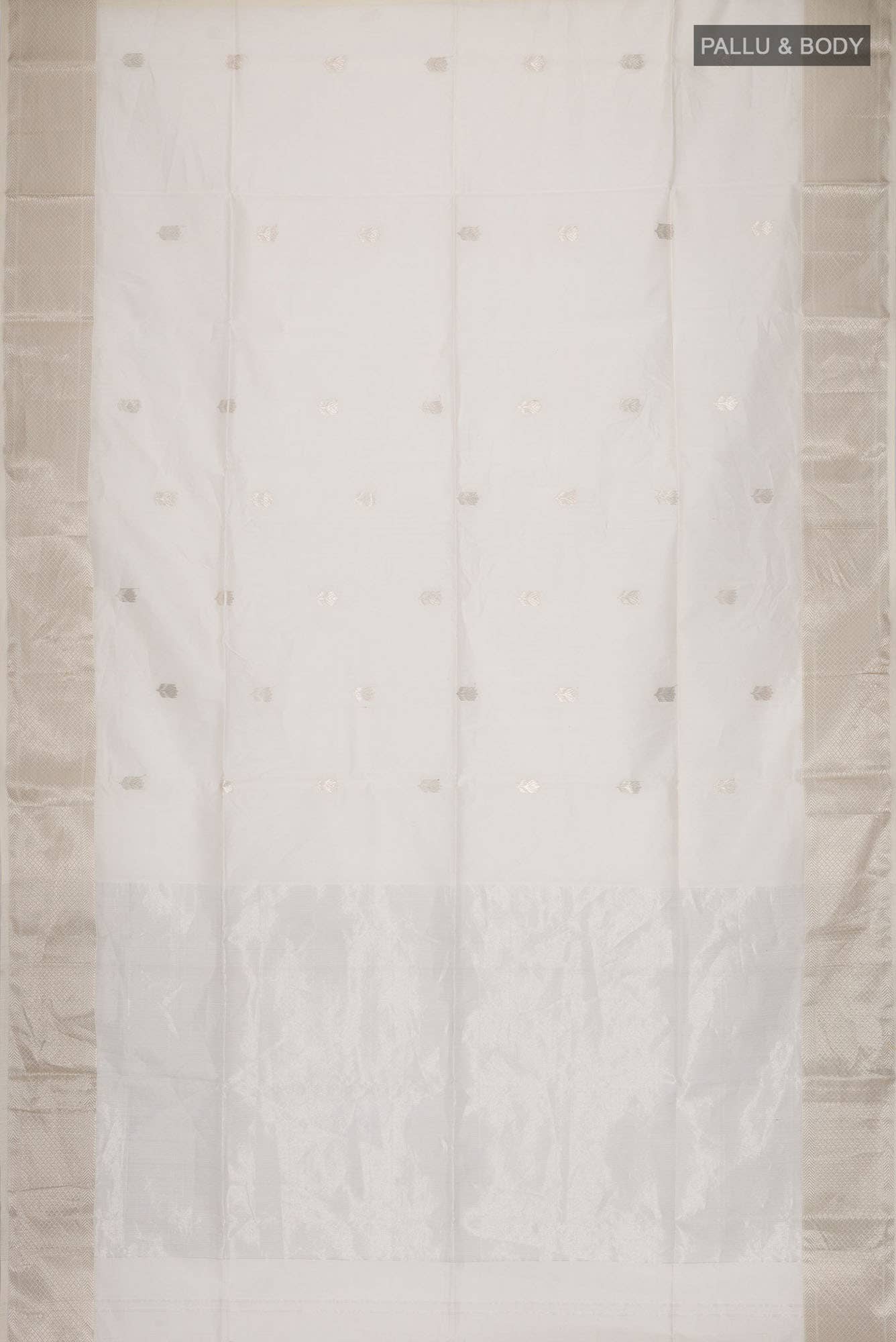 Off White Maheshwari Silk Cotton Saree - Image 2