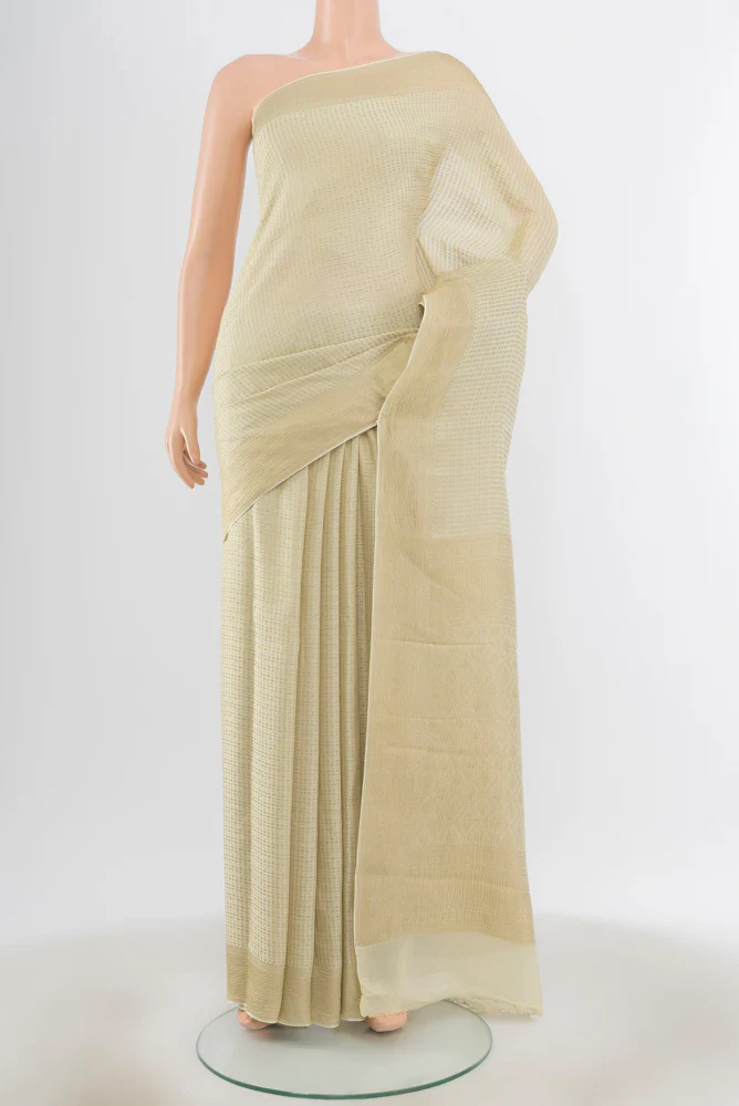 Off White Mysore Crepe Saree