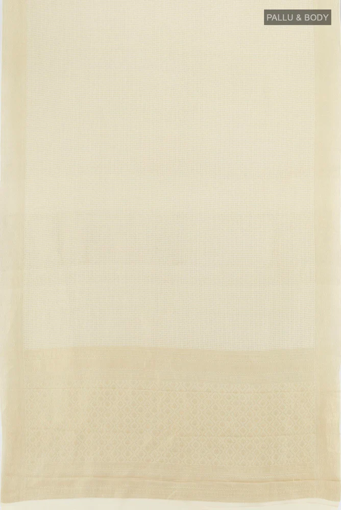 Off White Mysore Crepe Saree - Image 5