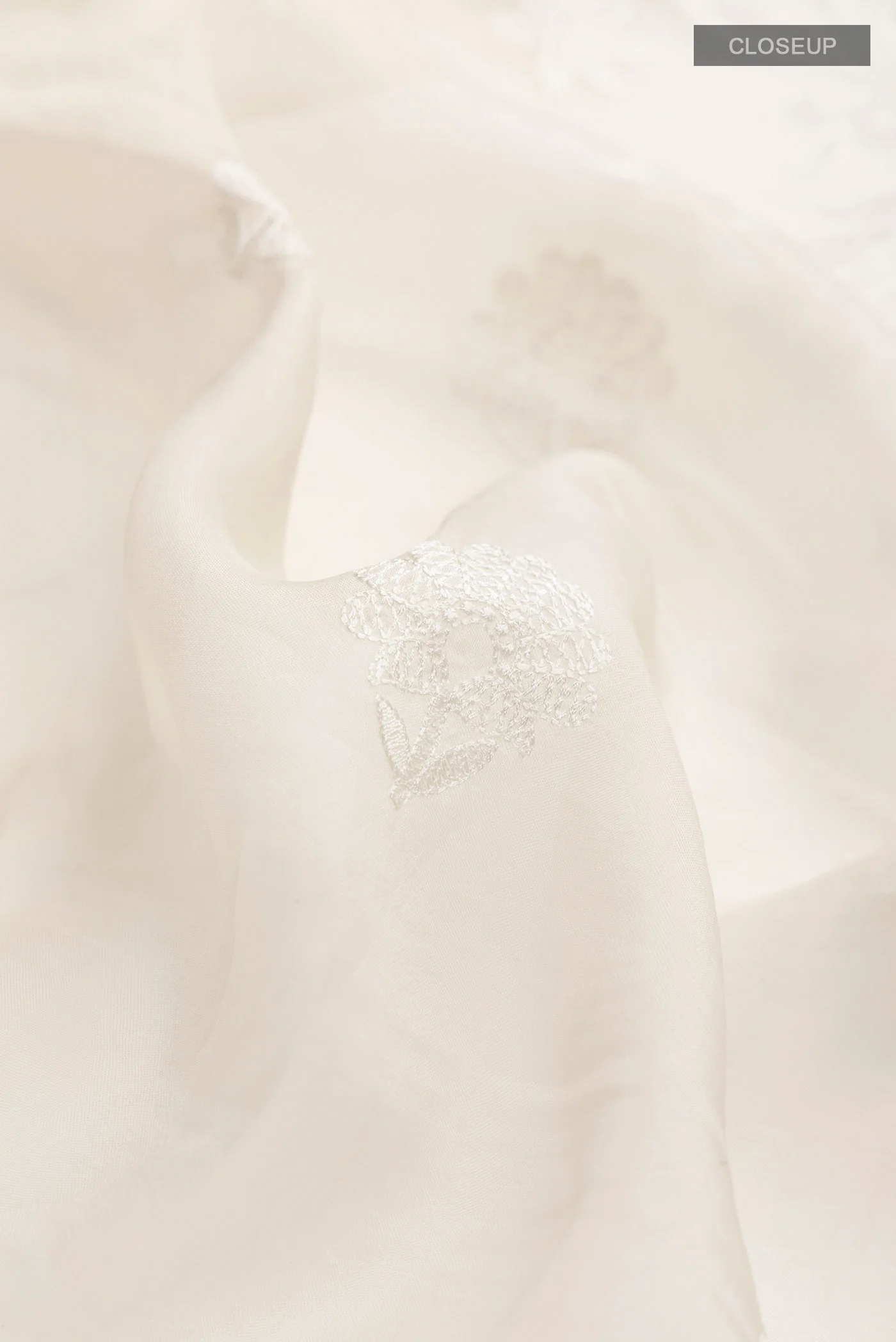 Off White Organza Silk Saree - Image 2