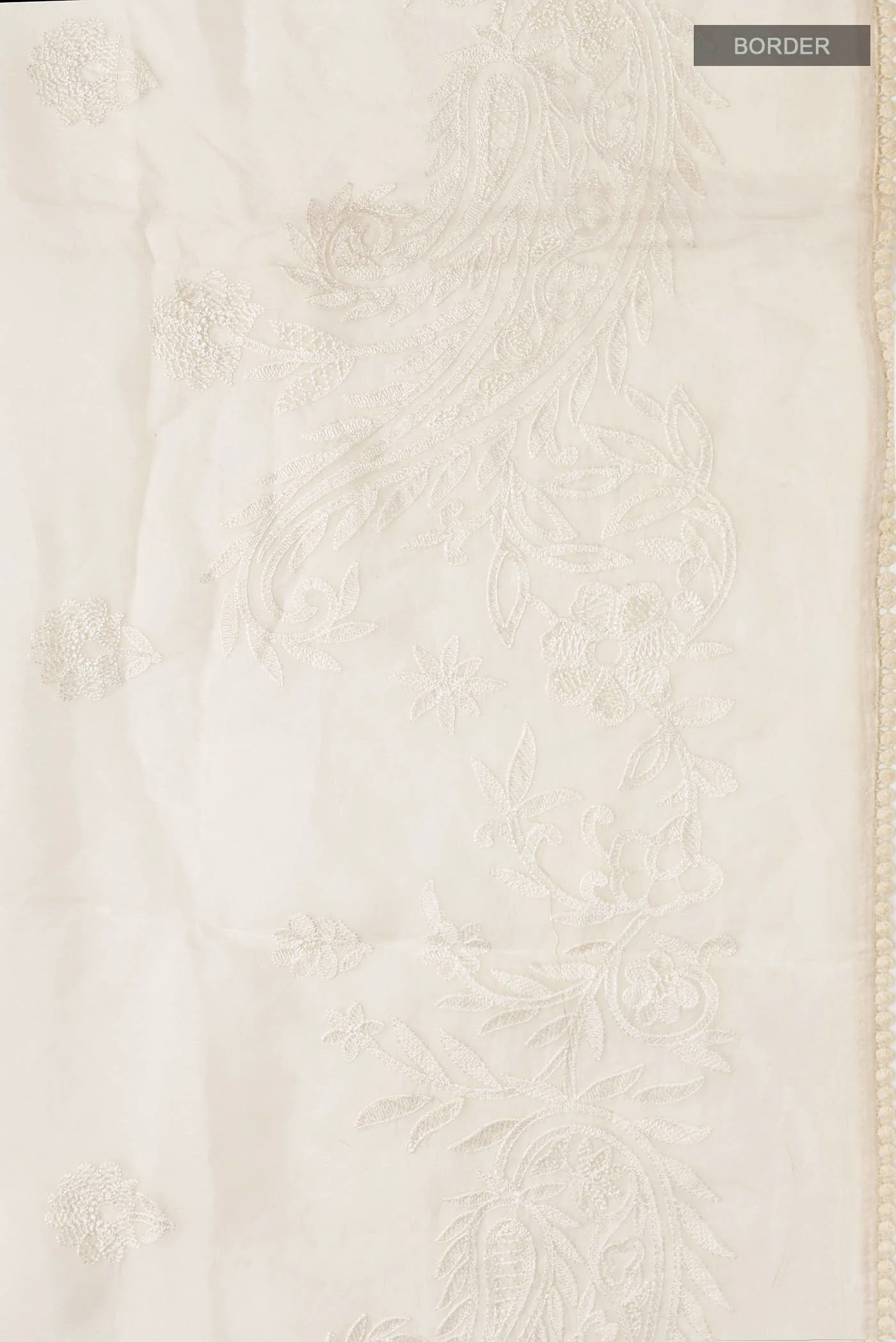 Off White Organza Silk Saree - Image 3