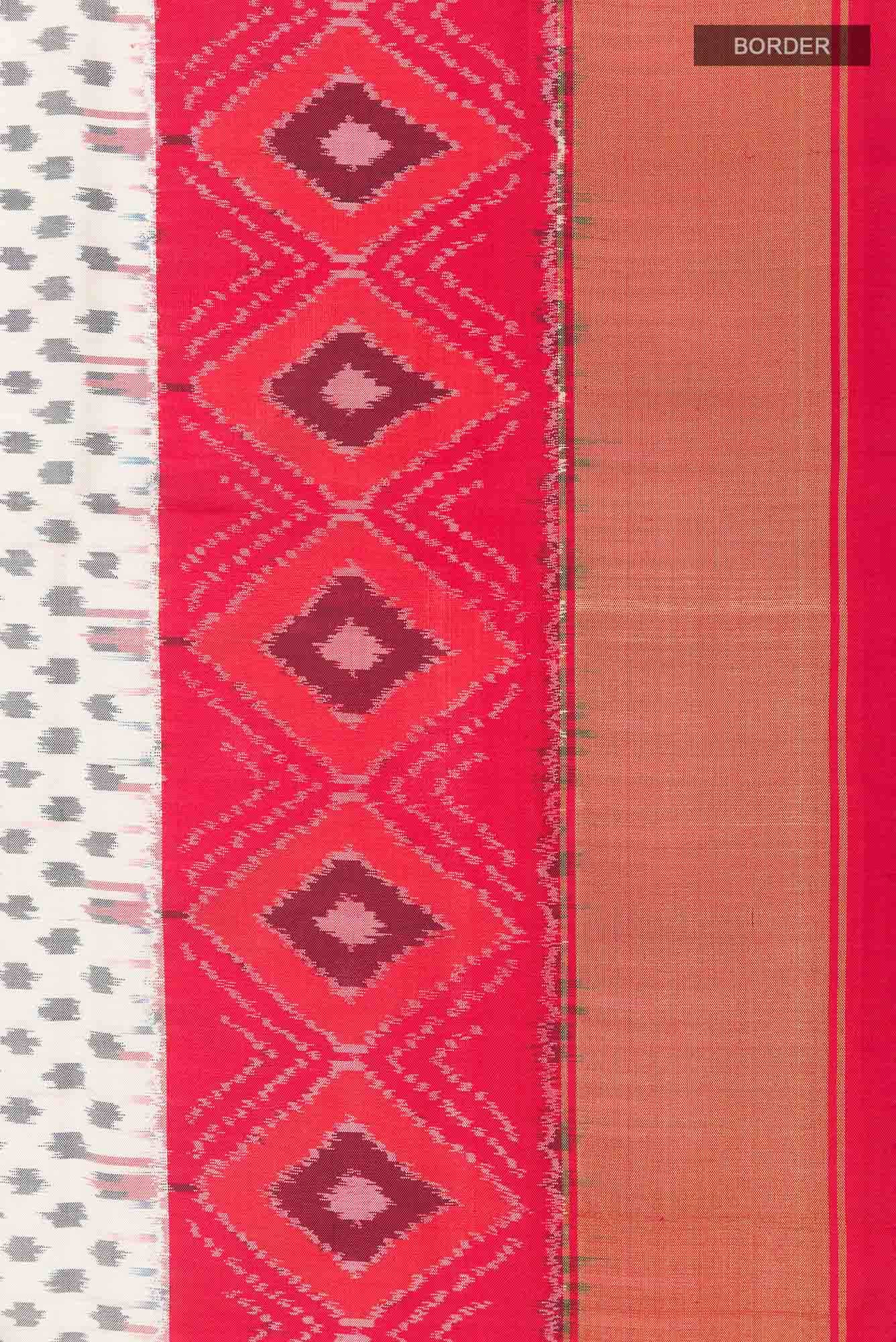Off White Pochampally Silk Saree - Image 5