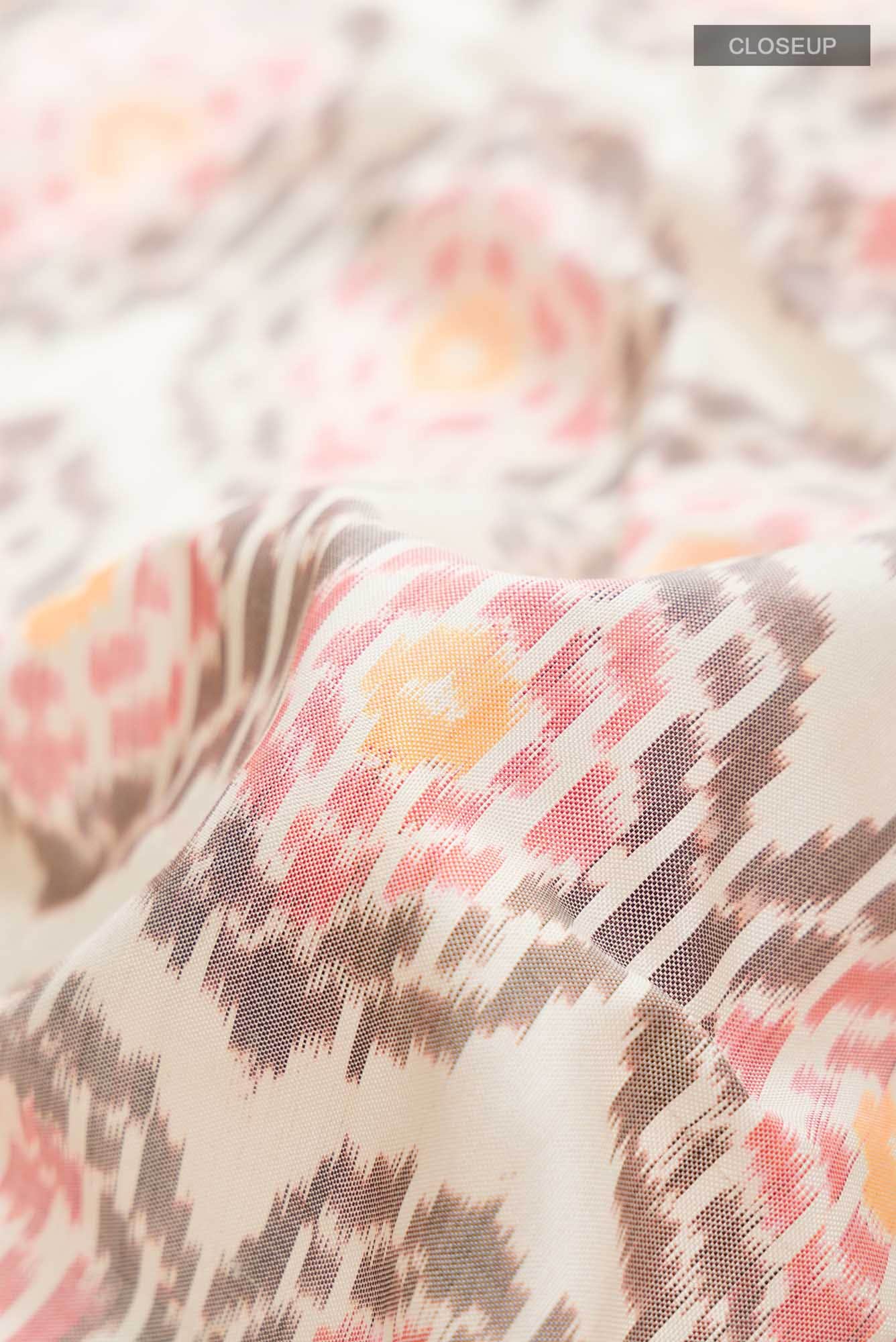 Off White Pochampally Silk Saree - Image 3