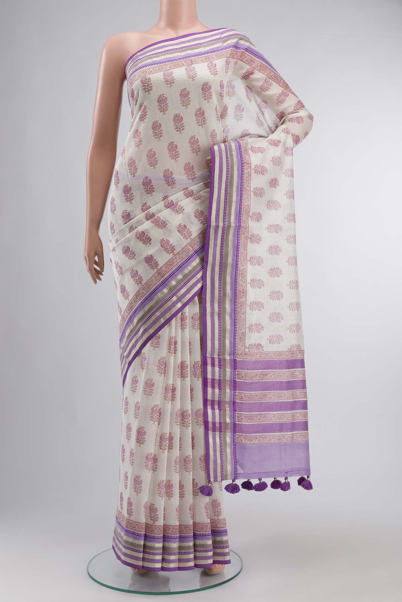 Off White Silk Cotton Saree