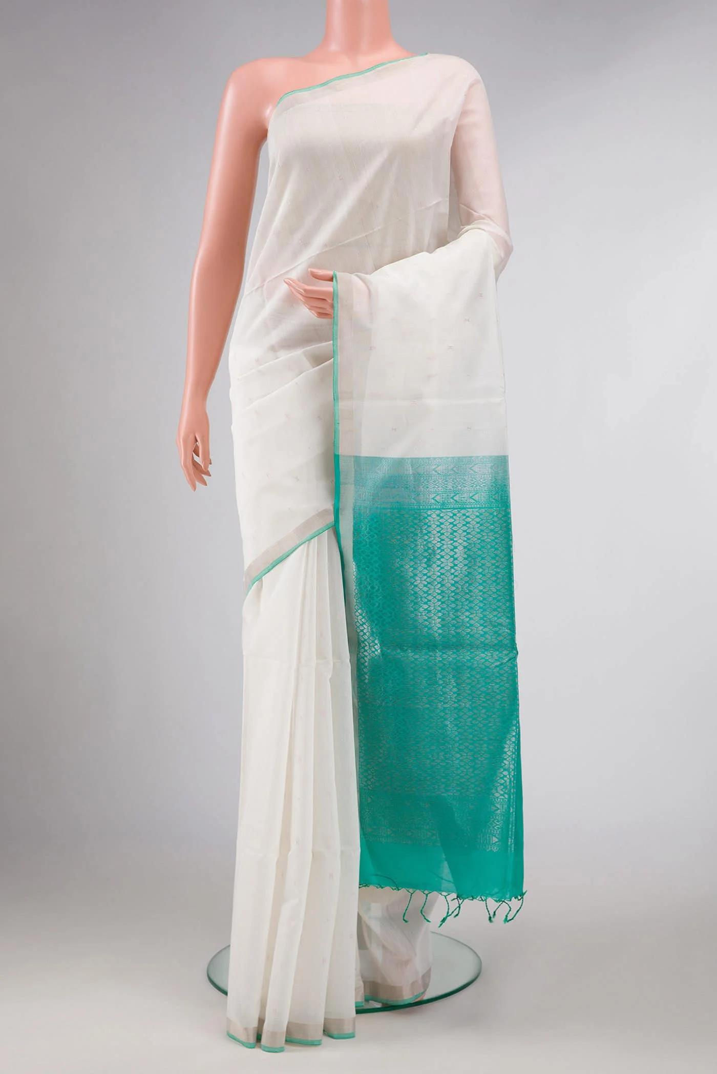 Off White Silk Cotton Saree