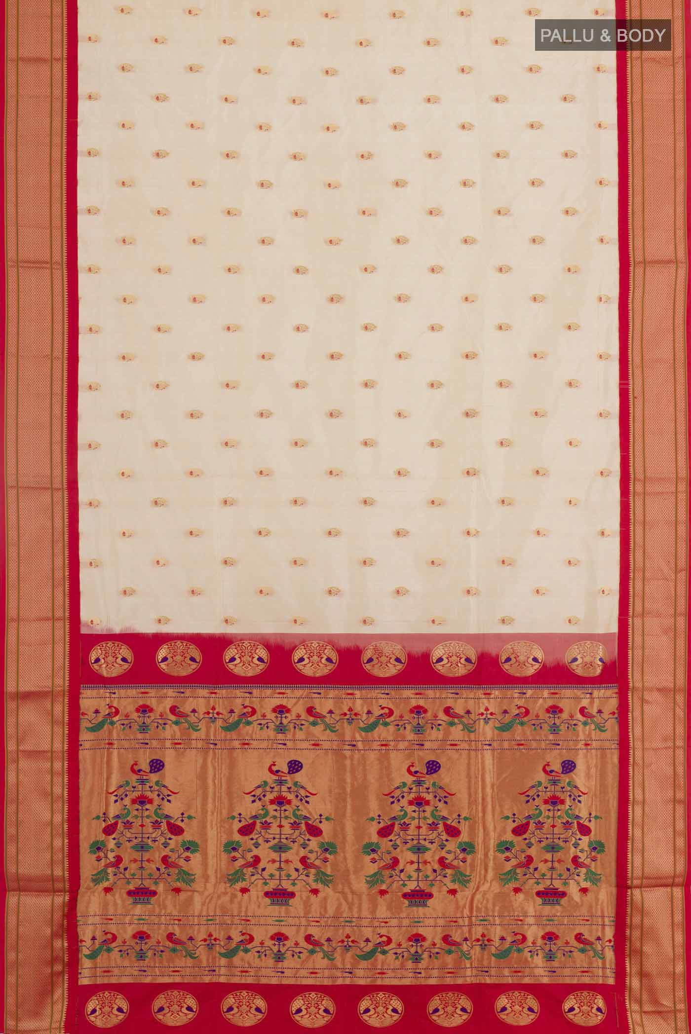 Off White Paithani Silk Saree - Image 3