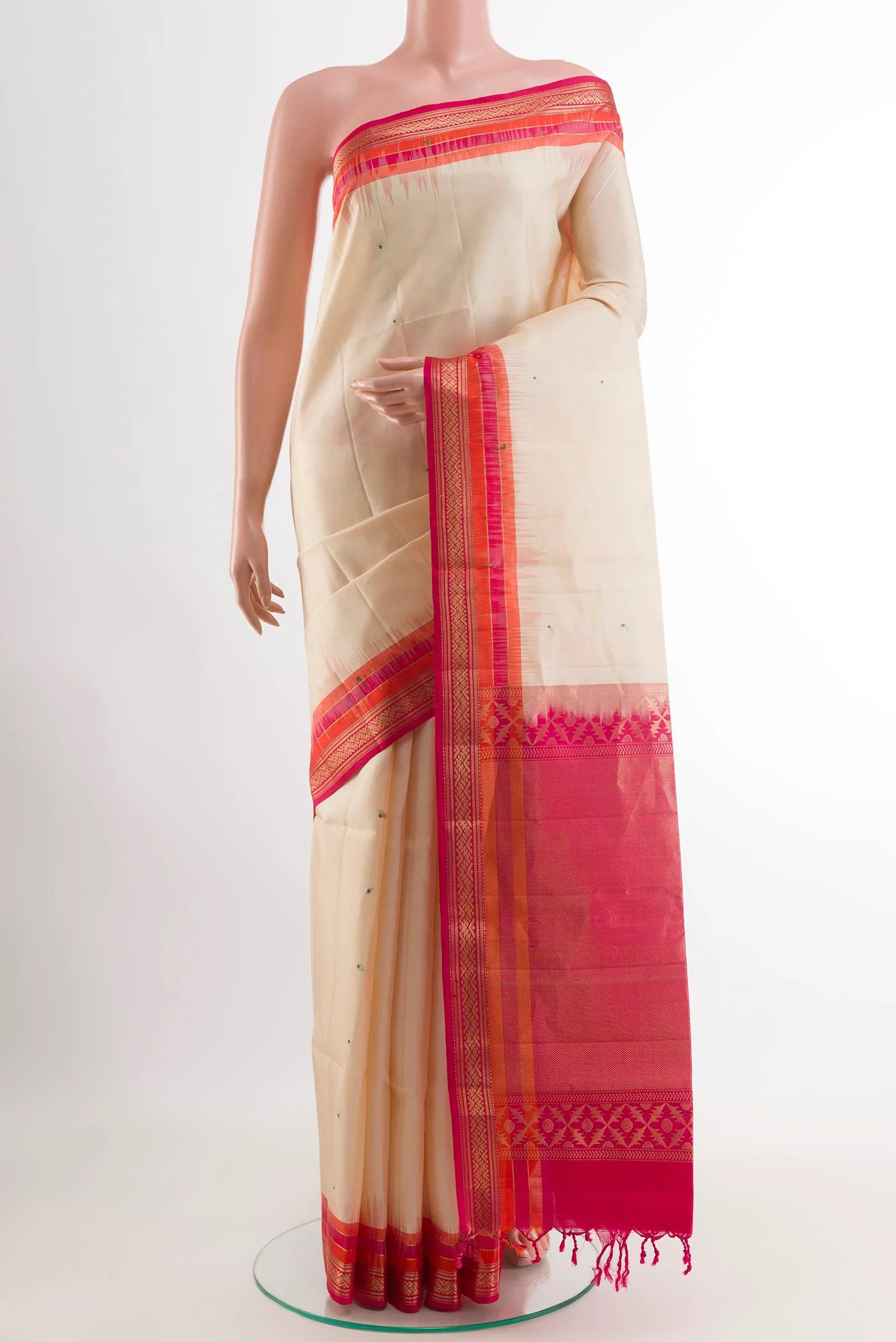 Cream Soft Silk Saree
