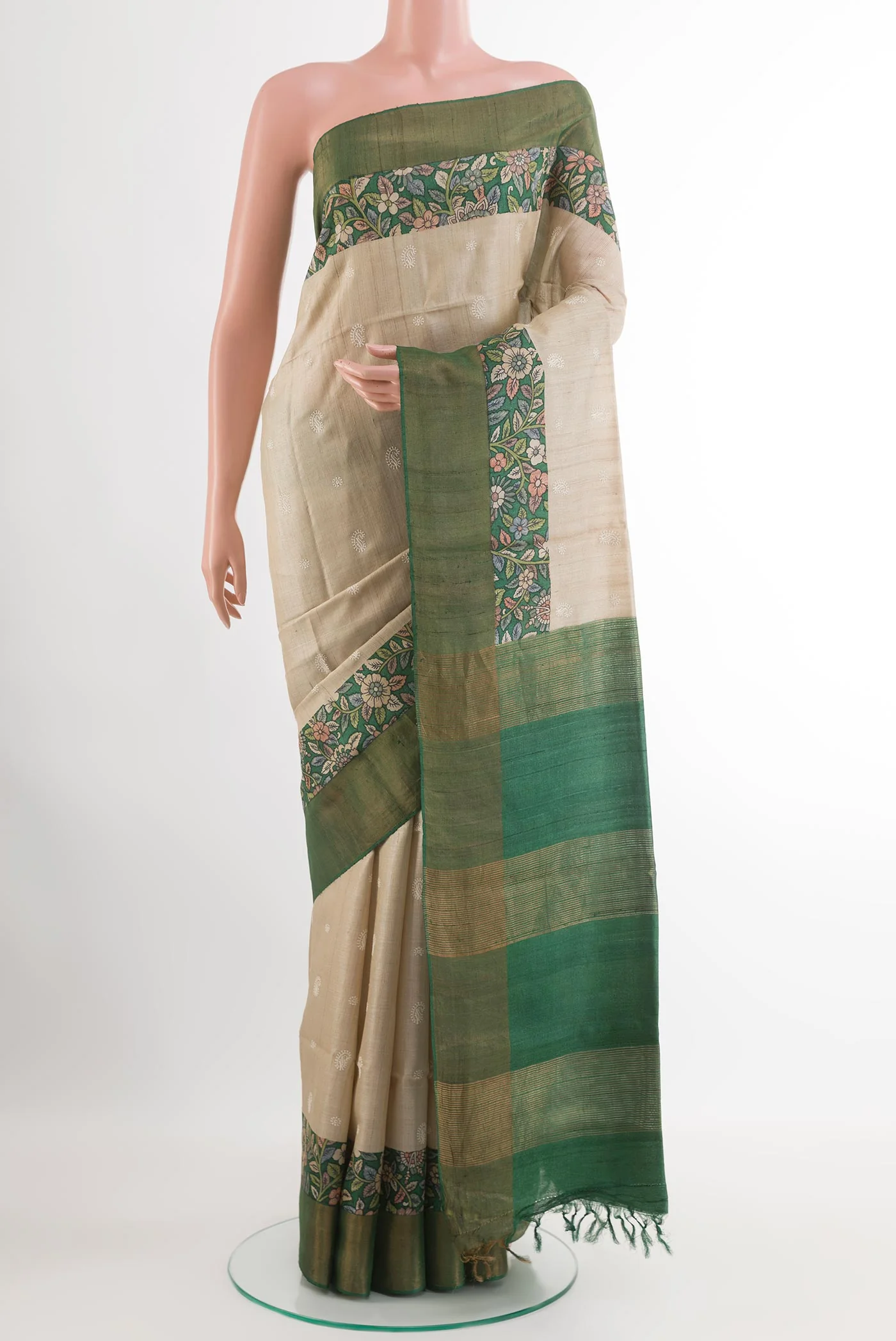 Off White Tussar Saree