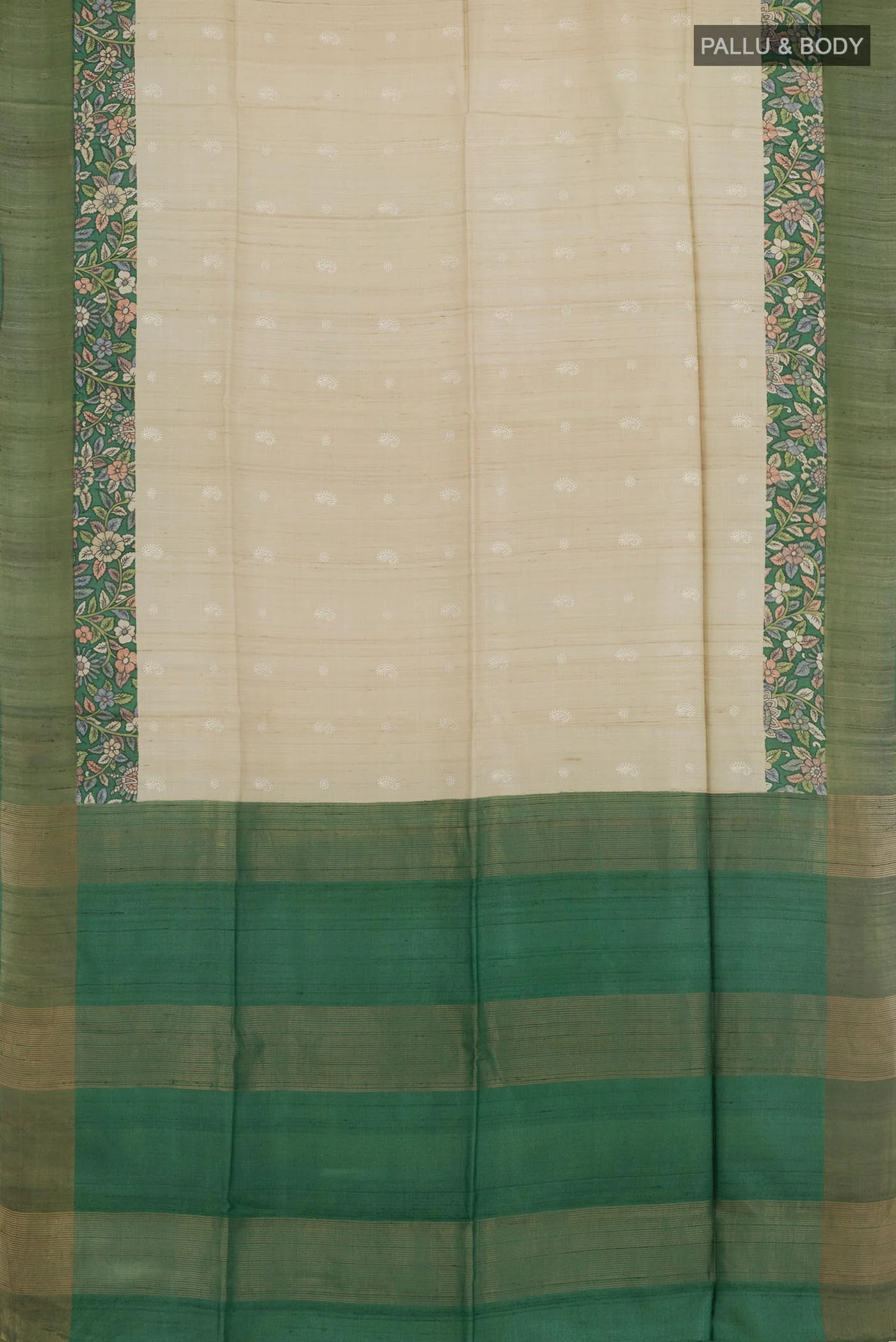 Off White Tussar Saree - Image 3