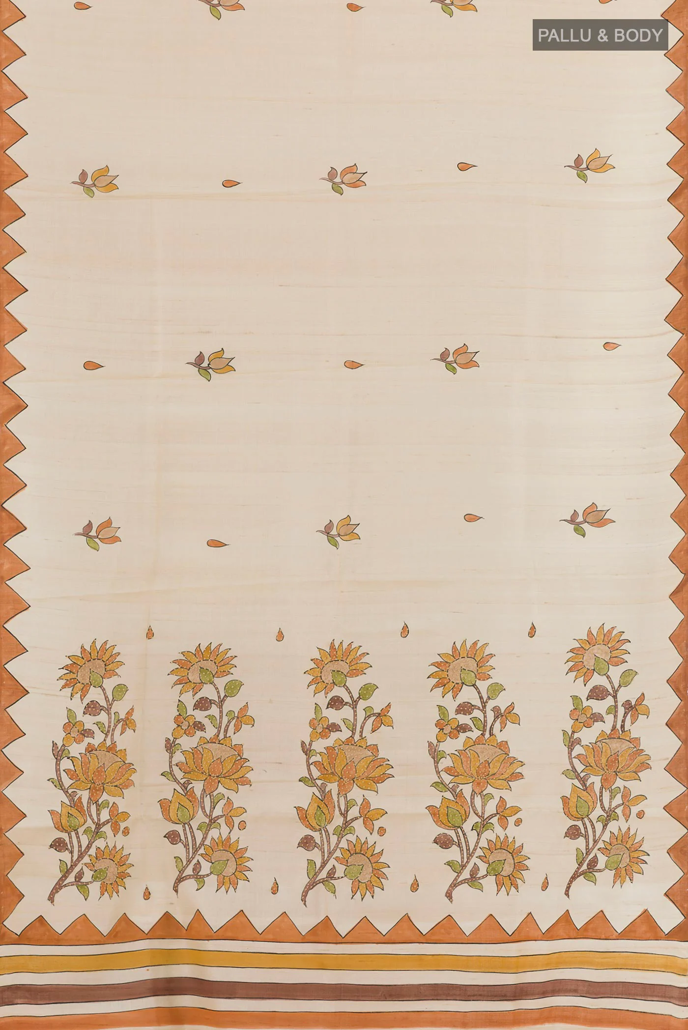 Cream Tussar Silk Saree - Image 3