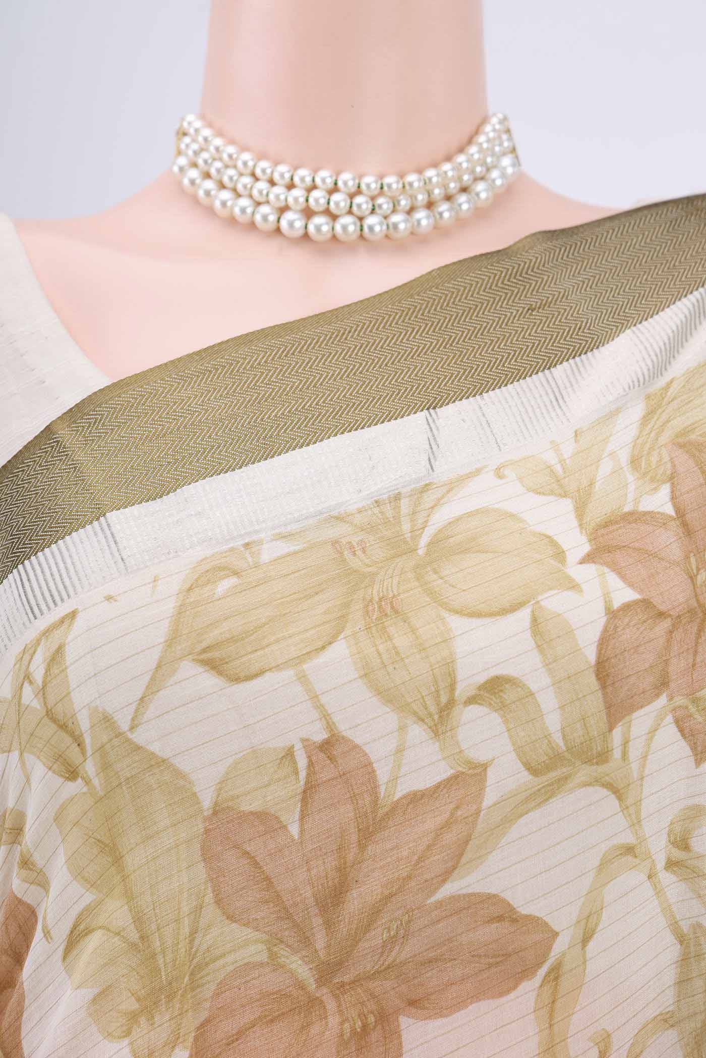 Cream Tussar Saree - Image 2