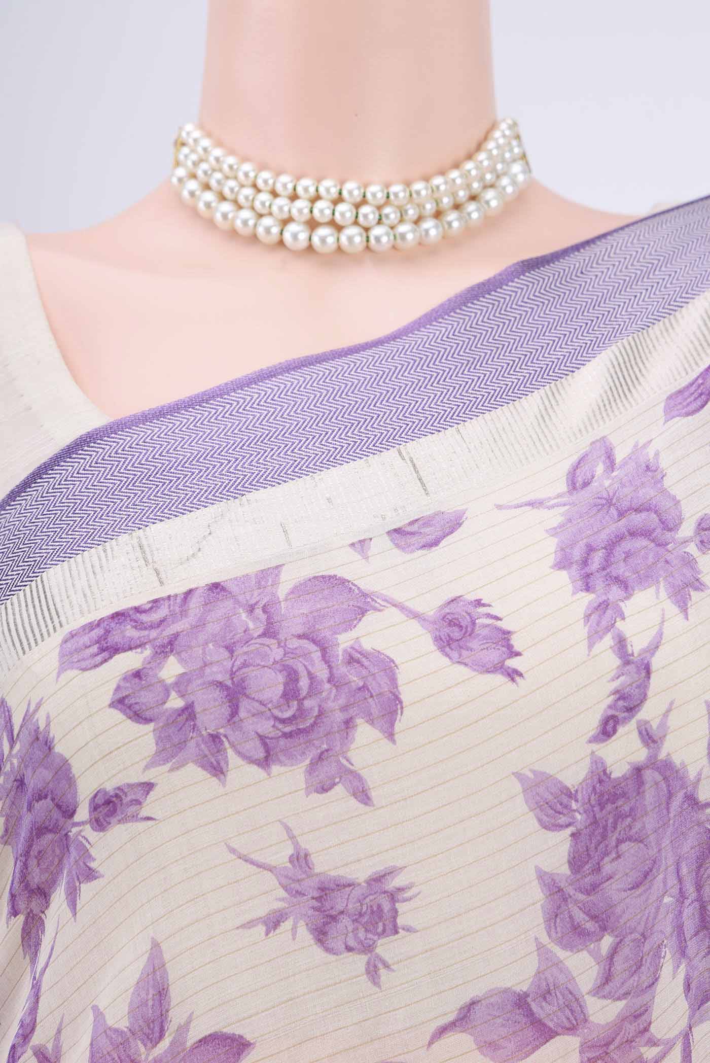 Cream Tussar Saree - Image 2