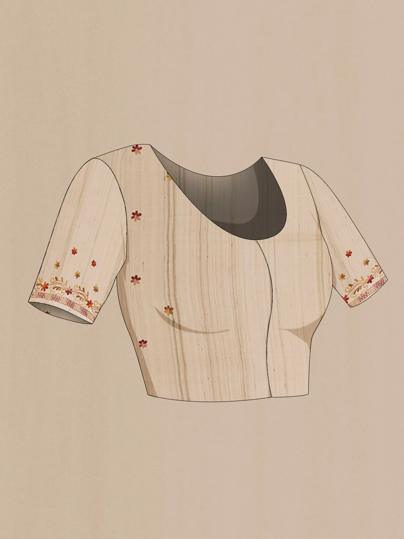 Beige Tussar Saree - Image 2