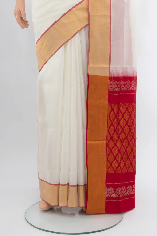 White Uppada Silk Saree - Image 3