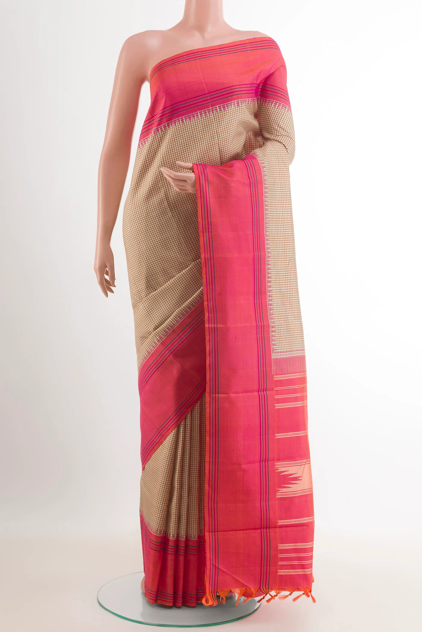 Beige Kanjivaram Silk Saree