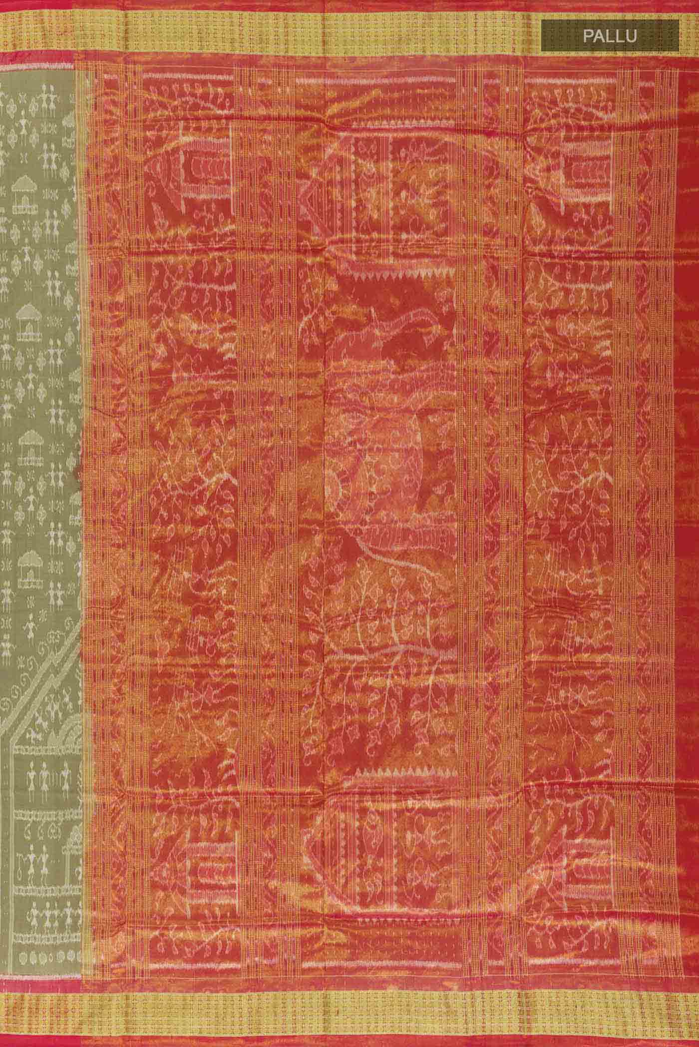 Olive Green Orissa Silk Saree - Image 7