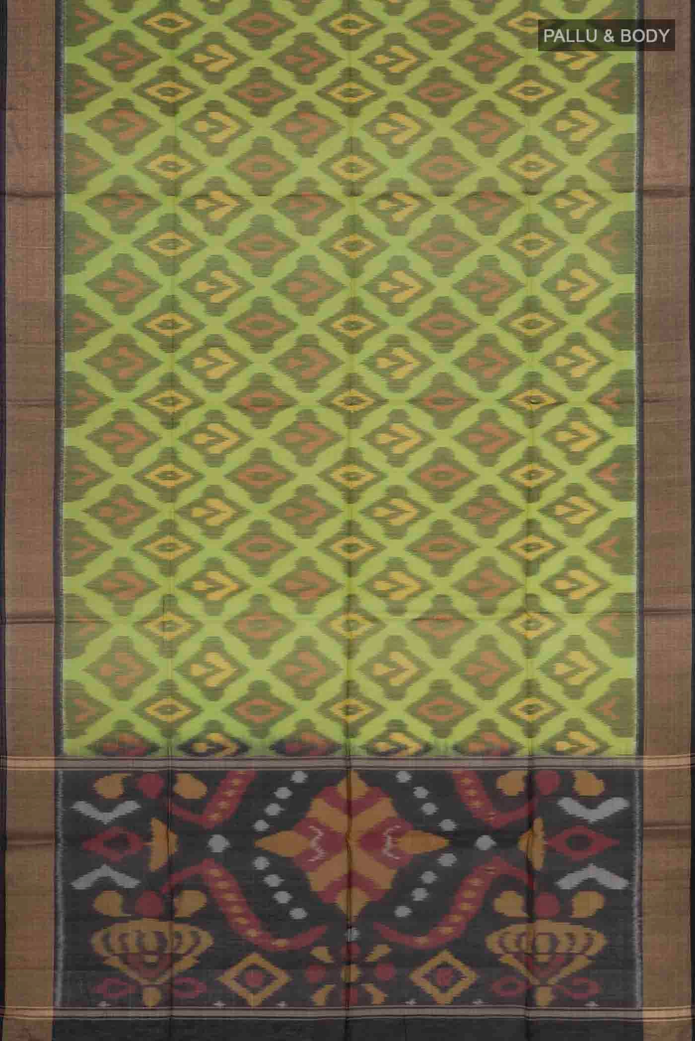 Olive Green Silk Cotton Saree - Image 4