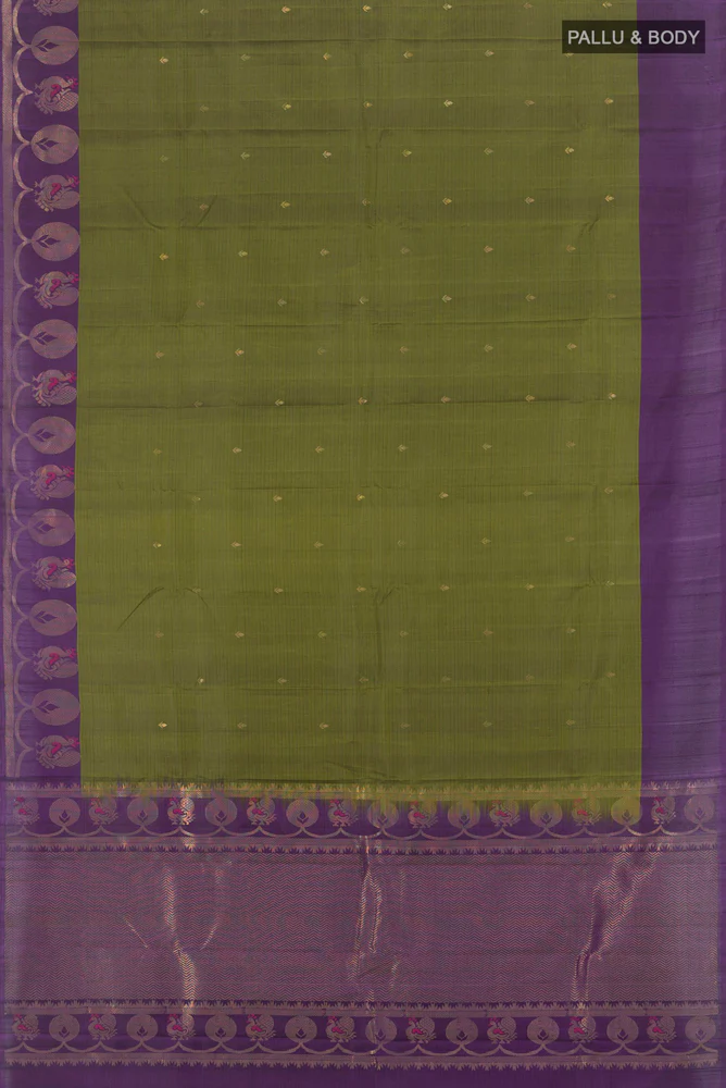 Olive Green Soft Silk Saree - Image 5