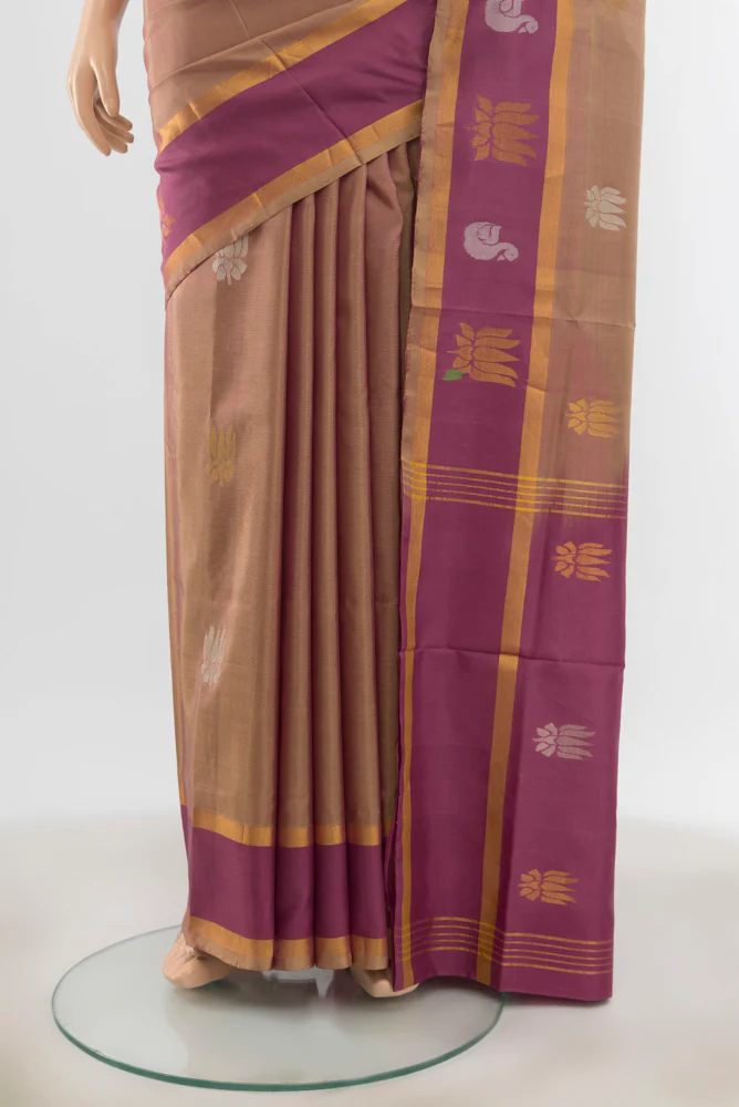 Rose Gold Uppada Silk Saree - Image 3