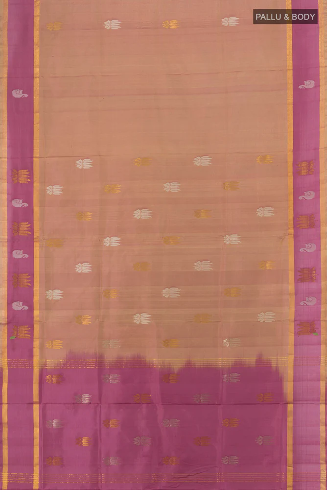 Rose Gold Uppada Silk Saree - Image 5