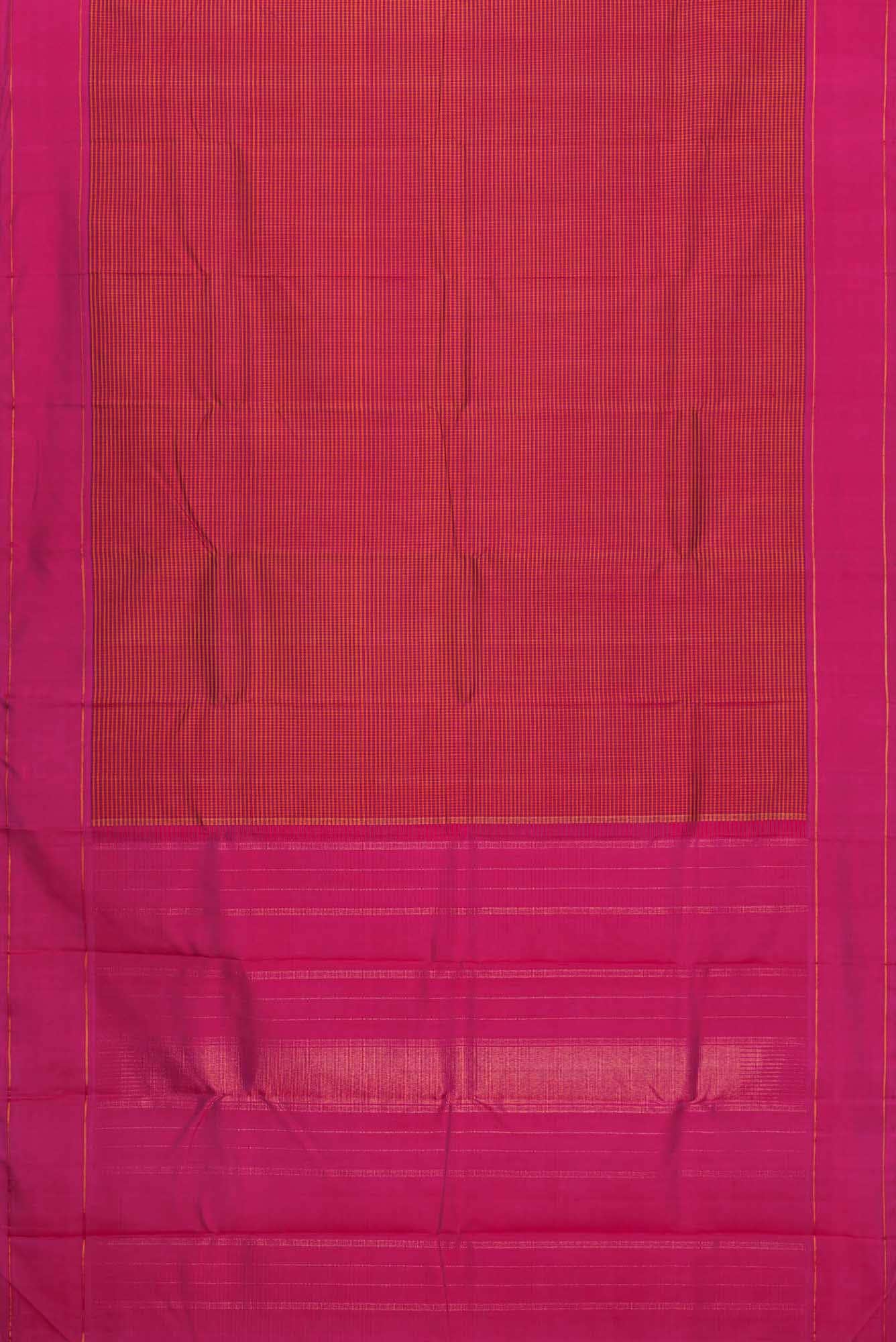 Pure Silk Pure Zari Orange and Pink Dual Tone Kanjivaram Saree - Image 4