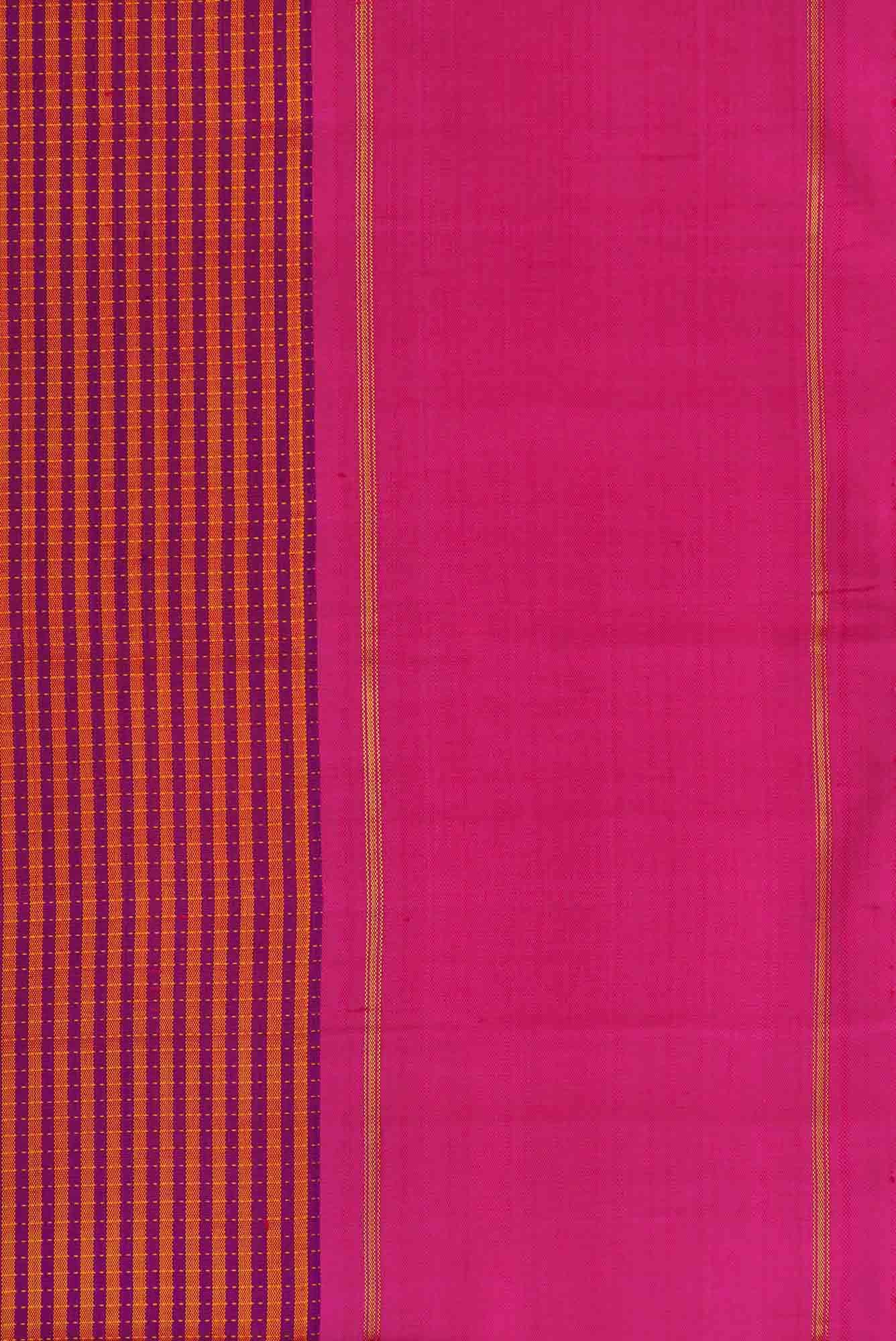 Pure Silk Pure Zari Orange and Pink Dual Tone Kanjivaram Saree - Image 5