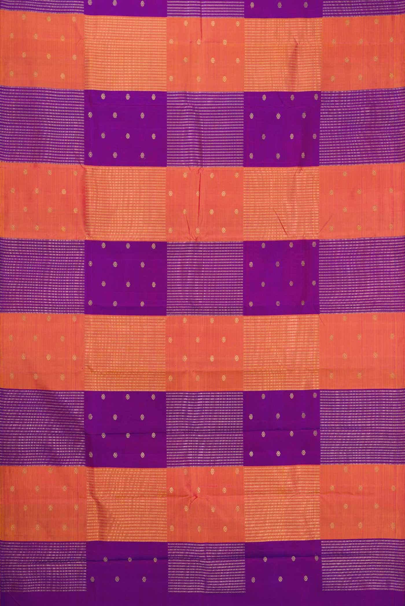 Orange and Puple Dual Tone Kanchipuram Silk Saree - Image 4