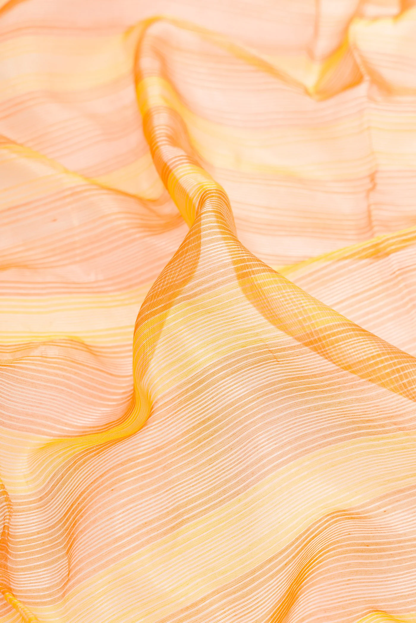 Orange and Yellow Color Maheshwari Silk Saree - Image 2