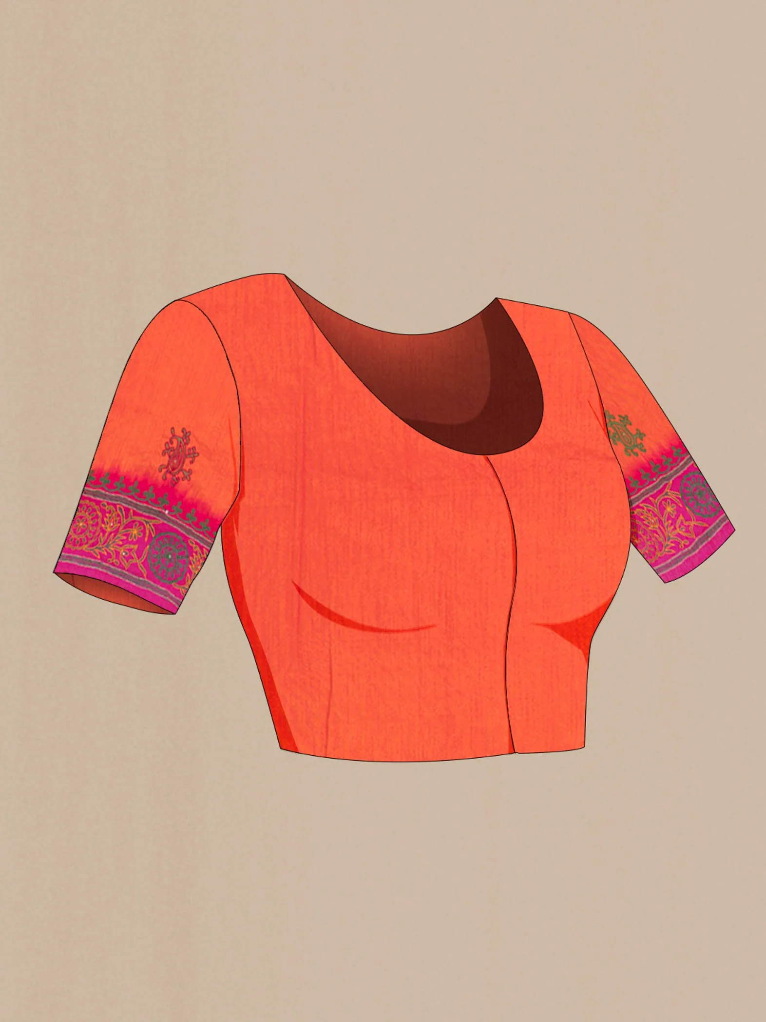 Orange Blended Raw Silk Saree - Image 4