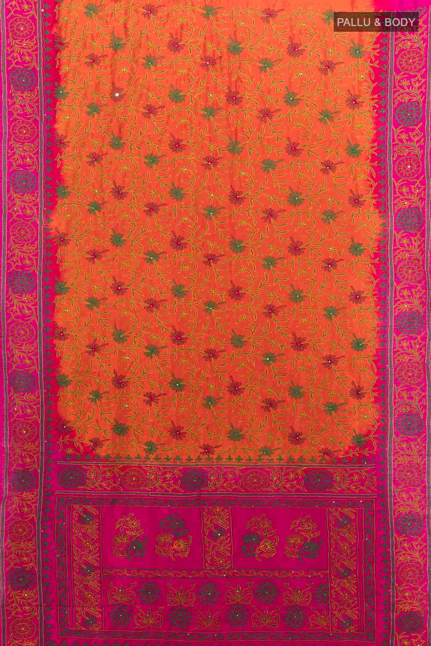 Orange Blended Raw Silk Saree - Image 5