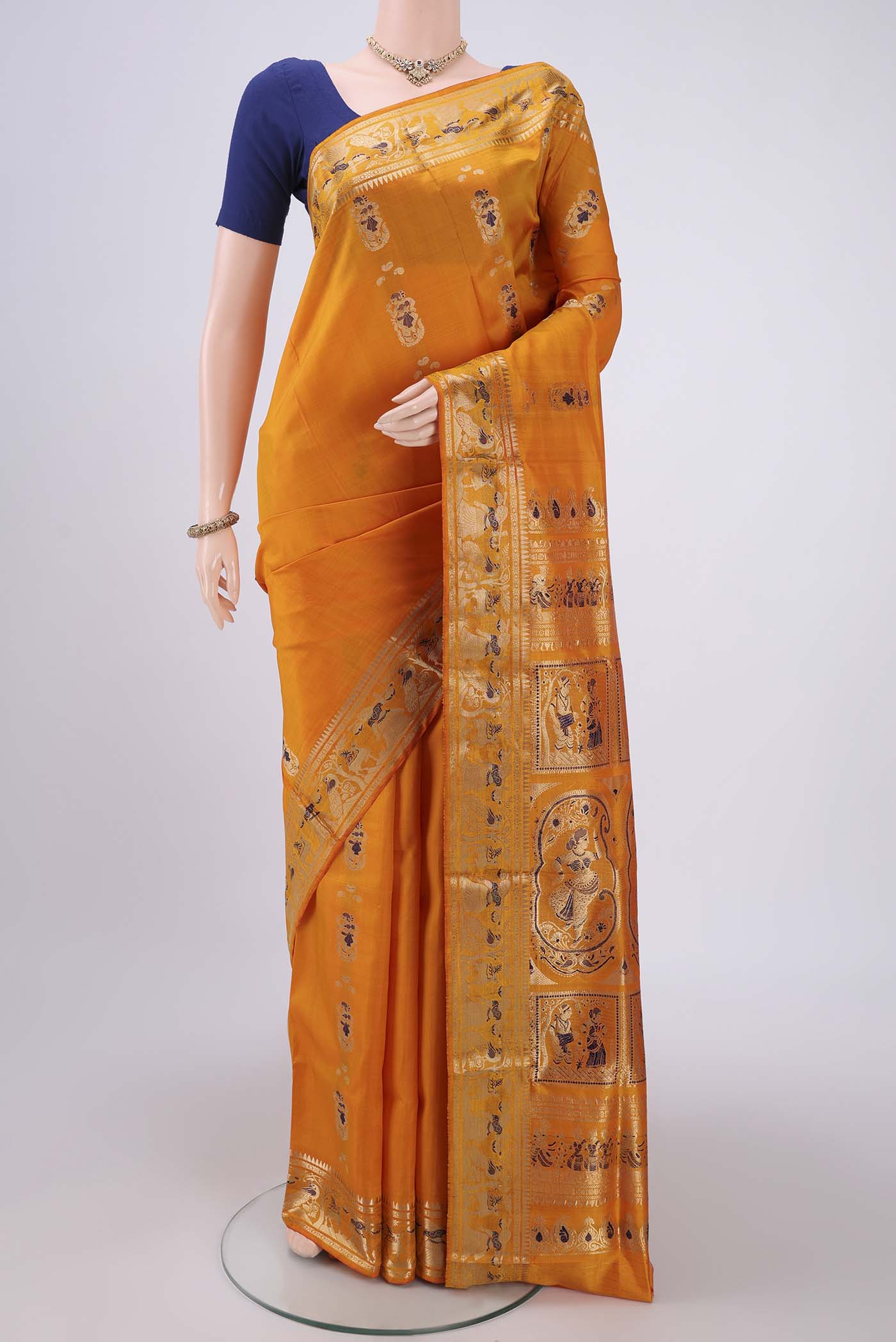 Yellow Baluchari Silk Saree