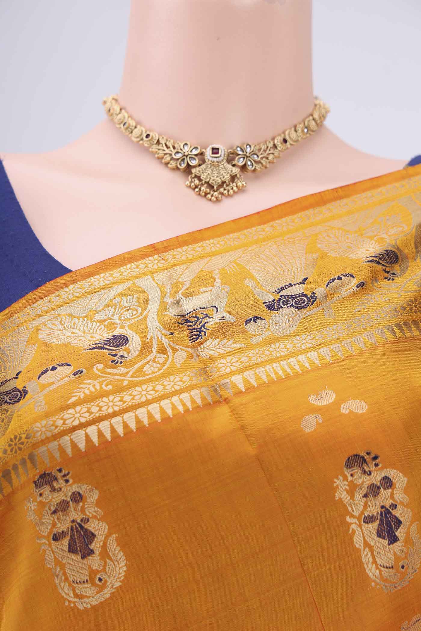 Yellow Baluchari Silk Saree - Image 2