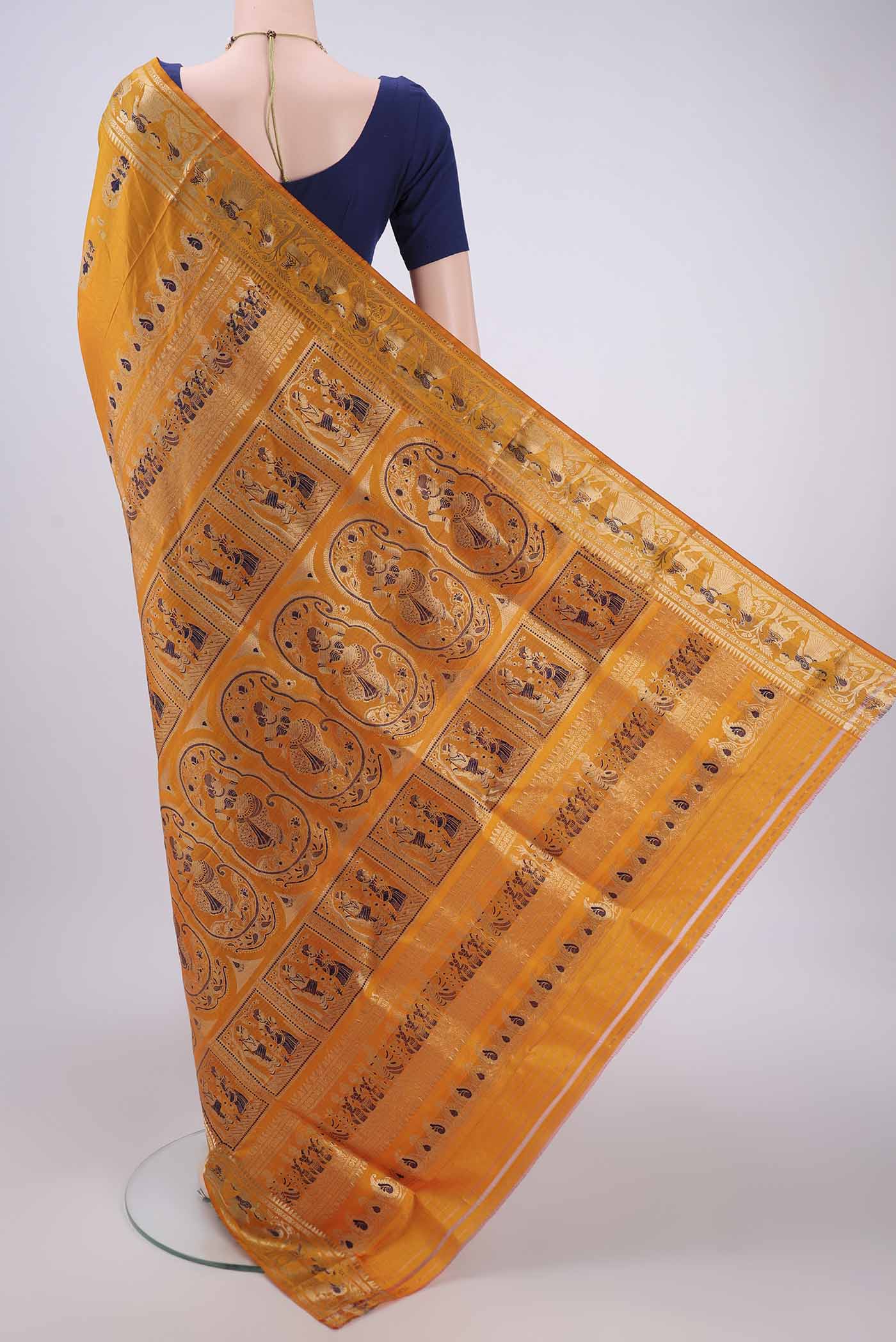 Yellow Baluchari Silk Saree - Image 3