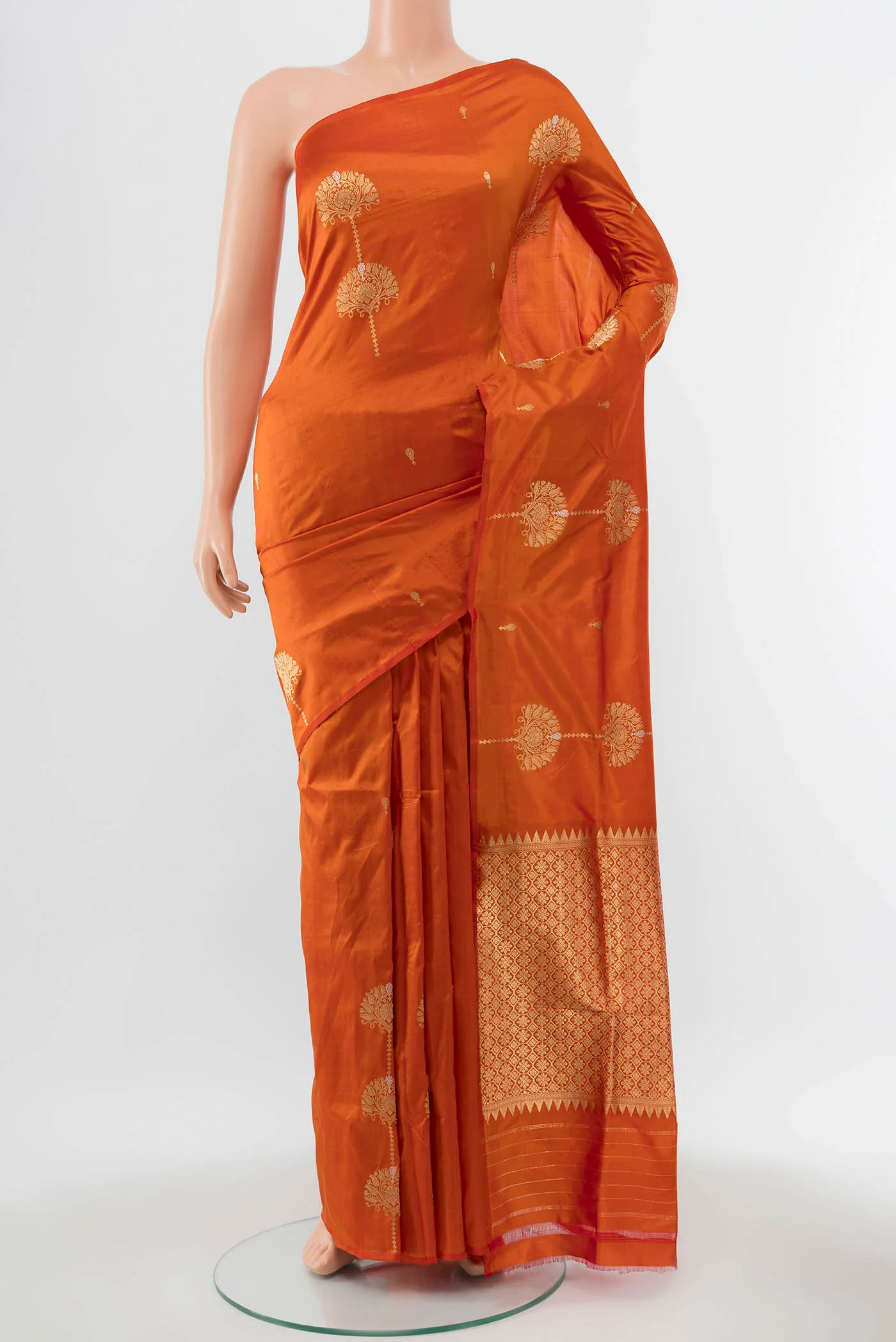 Orange Banarasi Katan Silk Saree