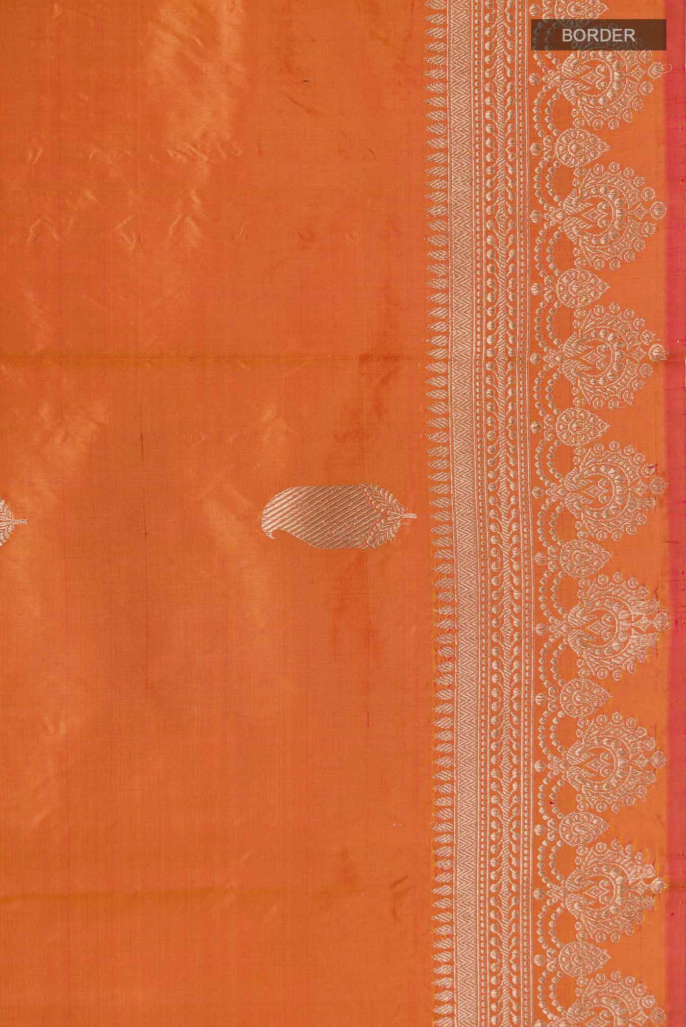 Orange Banarasi Katan Silk Saree - Image 3