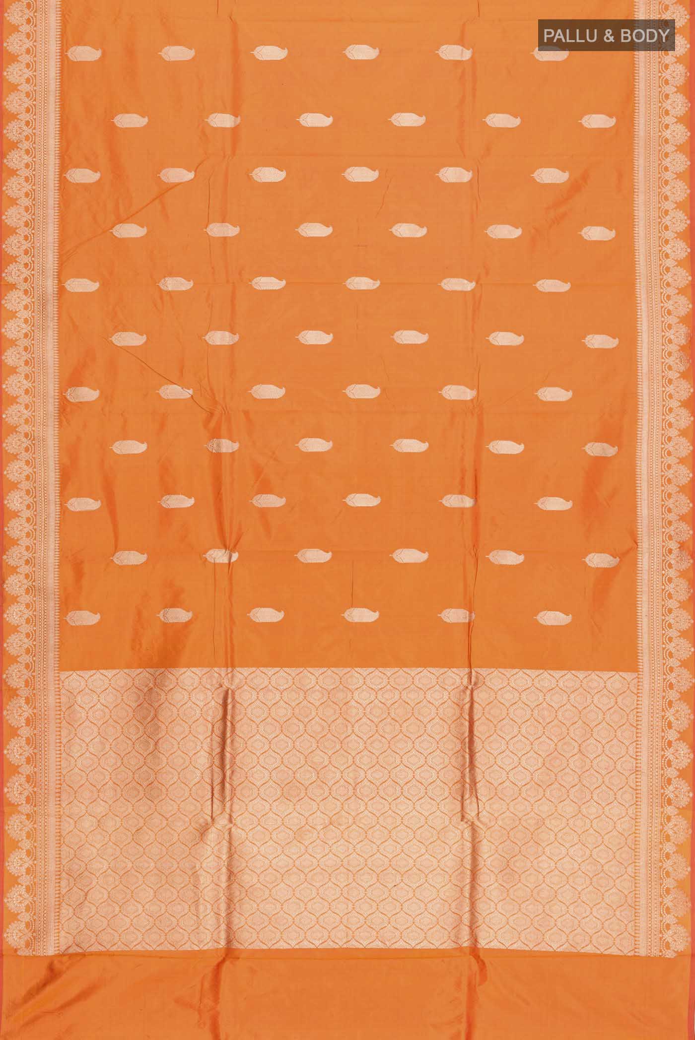 Orange Banarasi Katan Silk Saree - Image 5