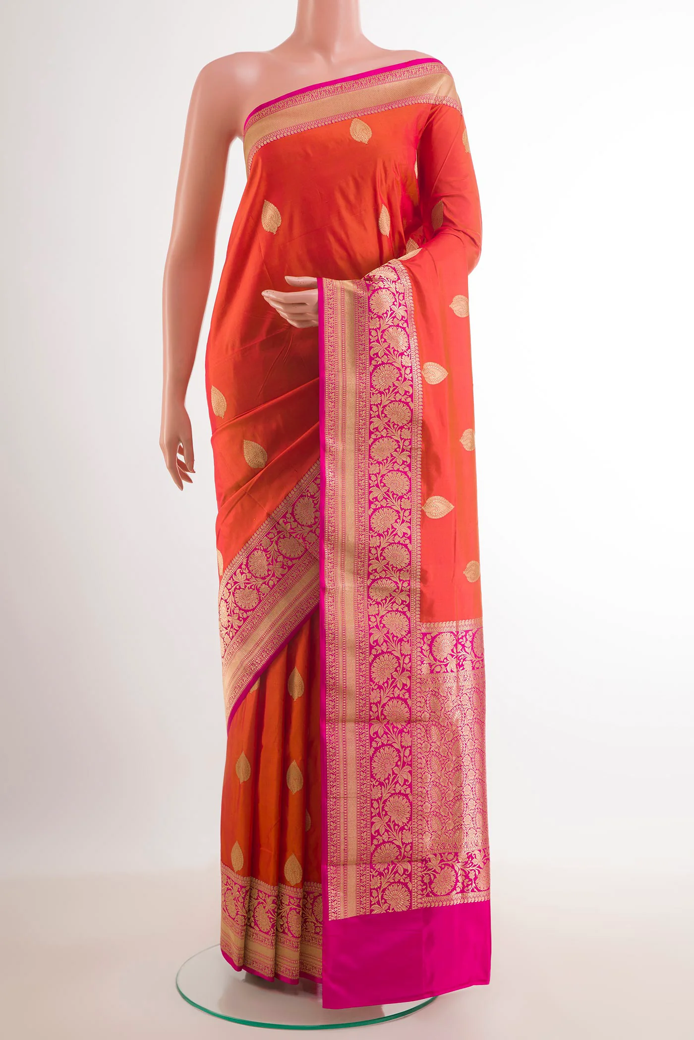 Orange Banarasi Katan Silk Saree
