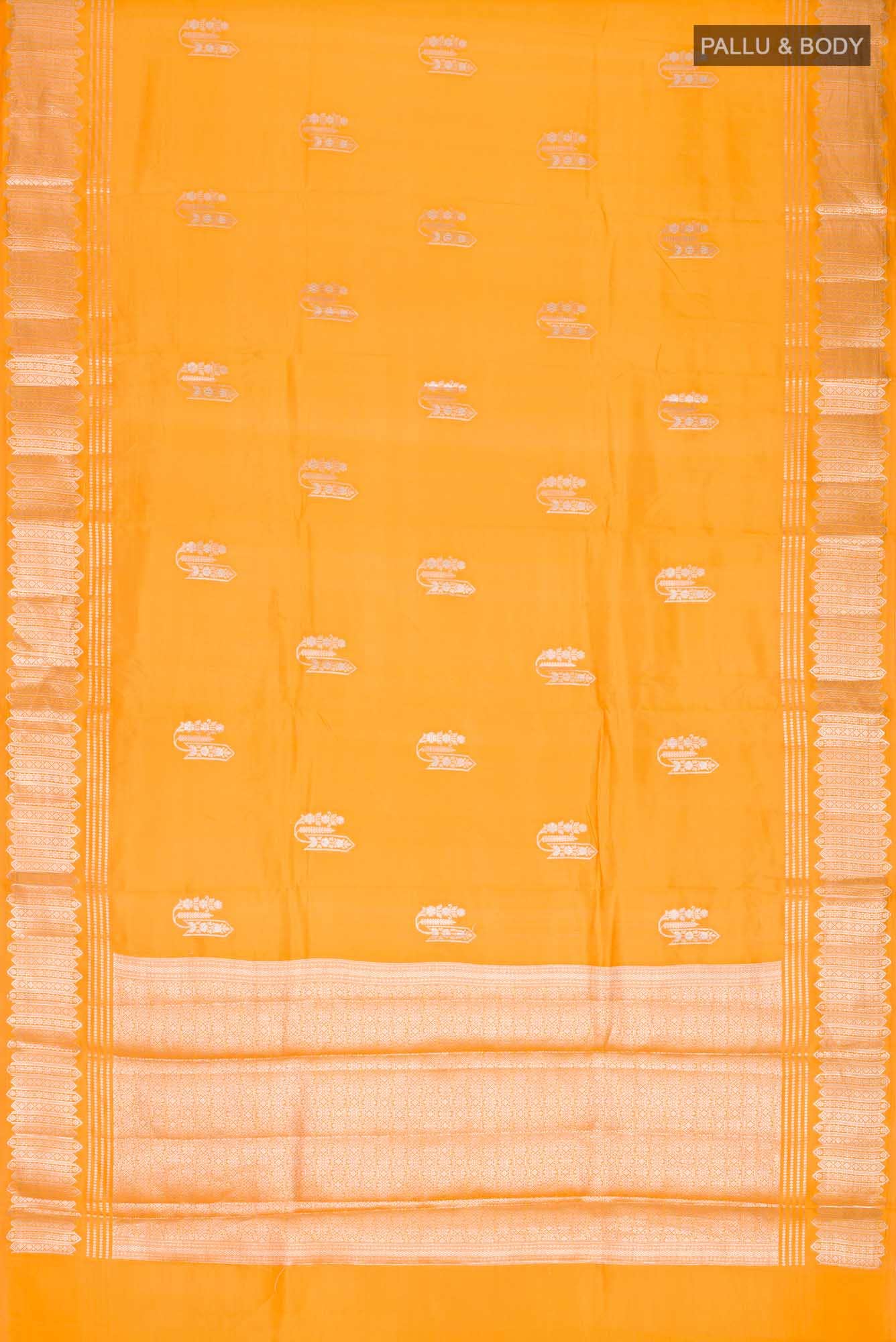 Yellow Banarasi Raw Silk Saree - Image 3