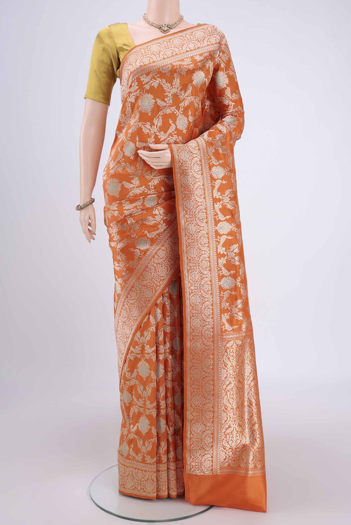 Orange Banarasi Silk Saree