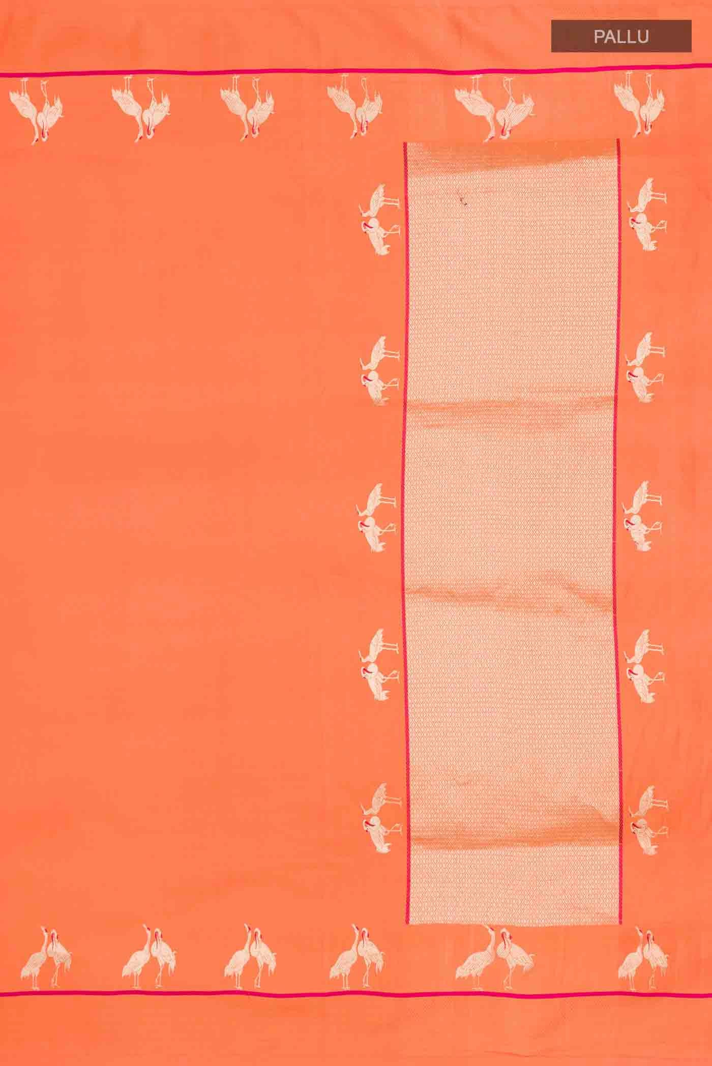 Orange Banarasi Silk Saree - Image 7