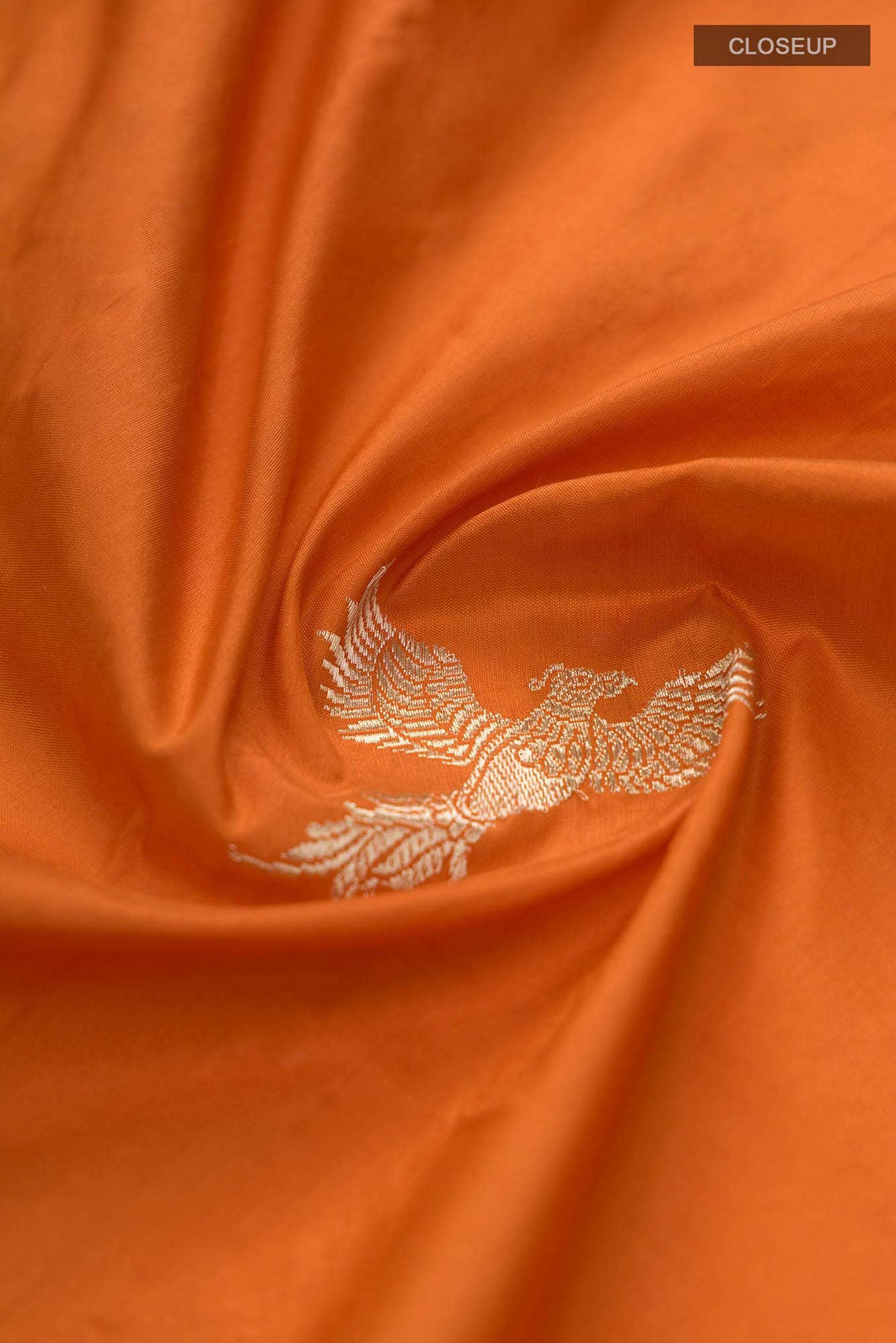 Kuhoo-Orange Banarasi Silk Saree - Image 4