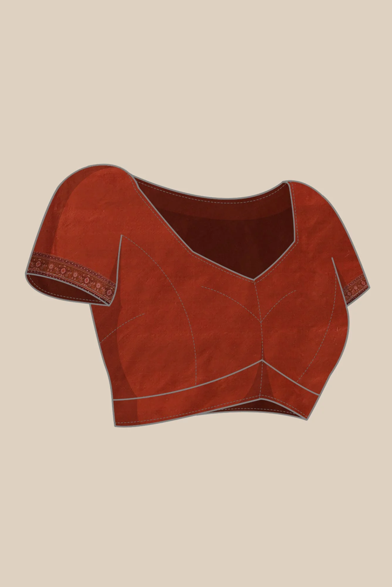 Rust Banarasi Tanchoi Silk Saree - Image 12