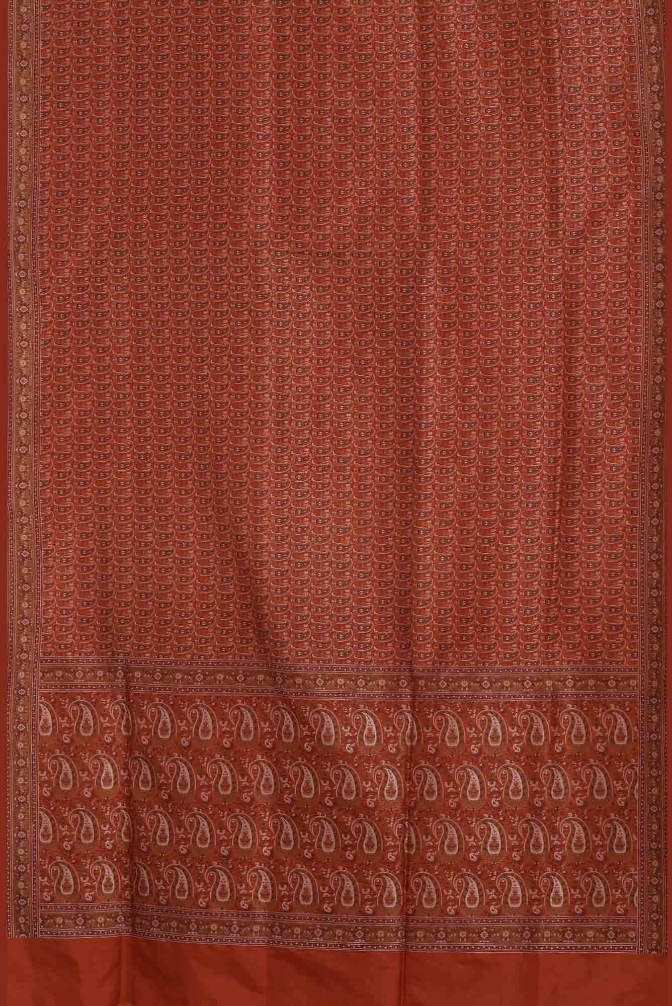 Rust Banarasi Tanchoi Silk Saree - Image 3